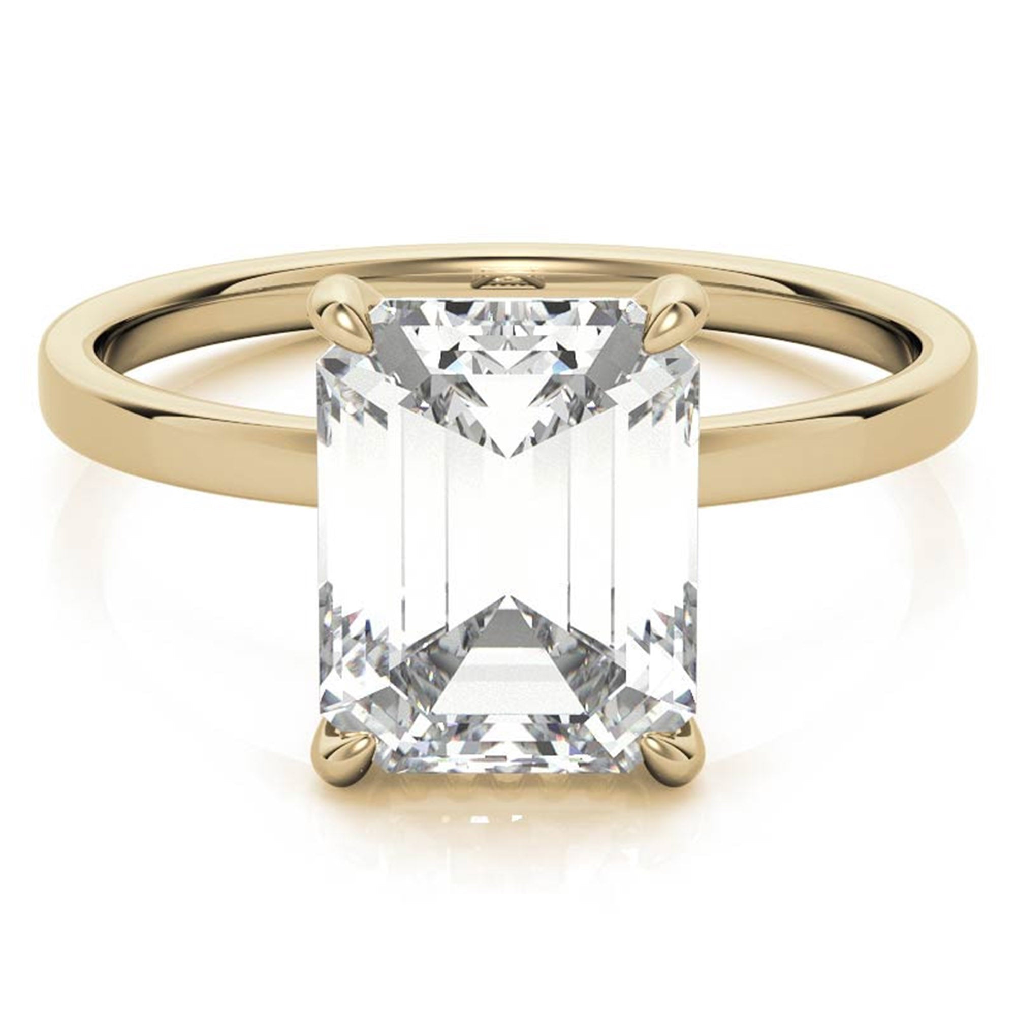 Adjustable  Elegant  Sterling Silver Yellow Gold Emerald-Cut Solitaire  Ring – Perfect for Engagements