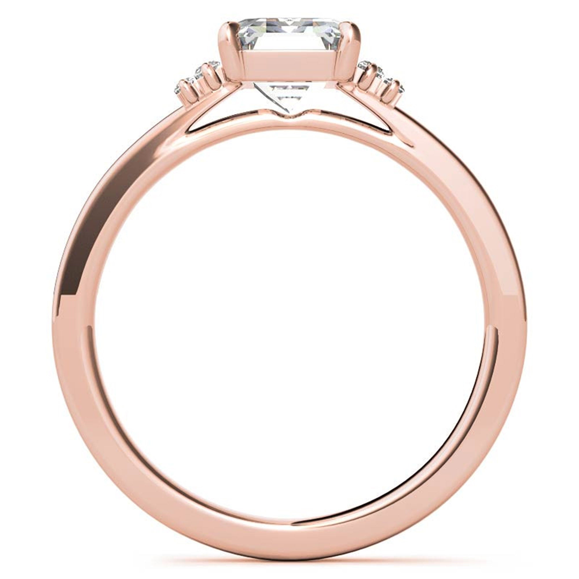 Sterling Silver Emerald-Cut Center Stone With Baguette Adjustable  Engagement Rose Gold Ring For Woman