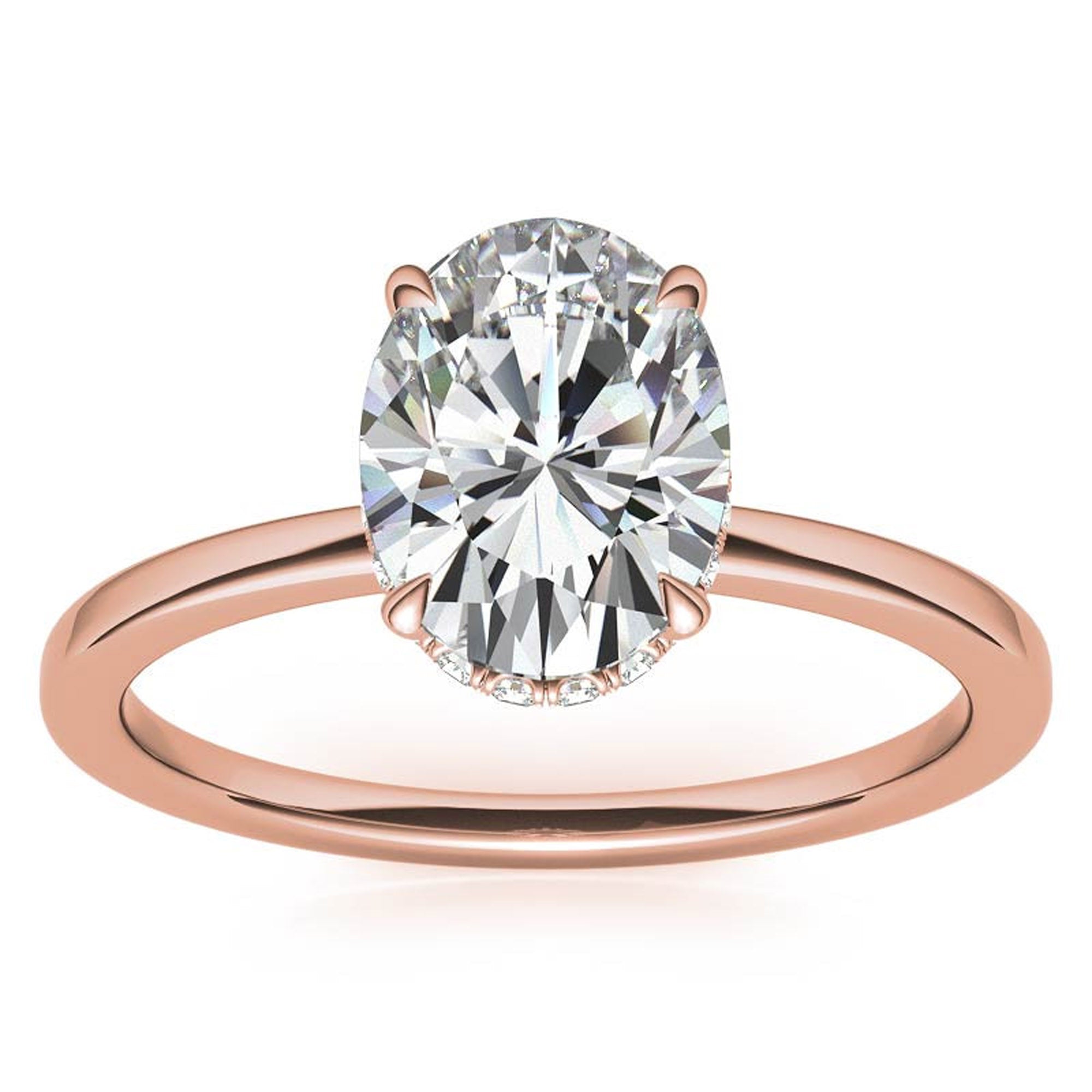 Sterling Silver Oval-Cut Solitaire Rose Gold Minimalist Engagement Ring for Women