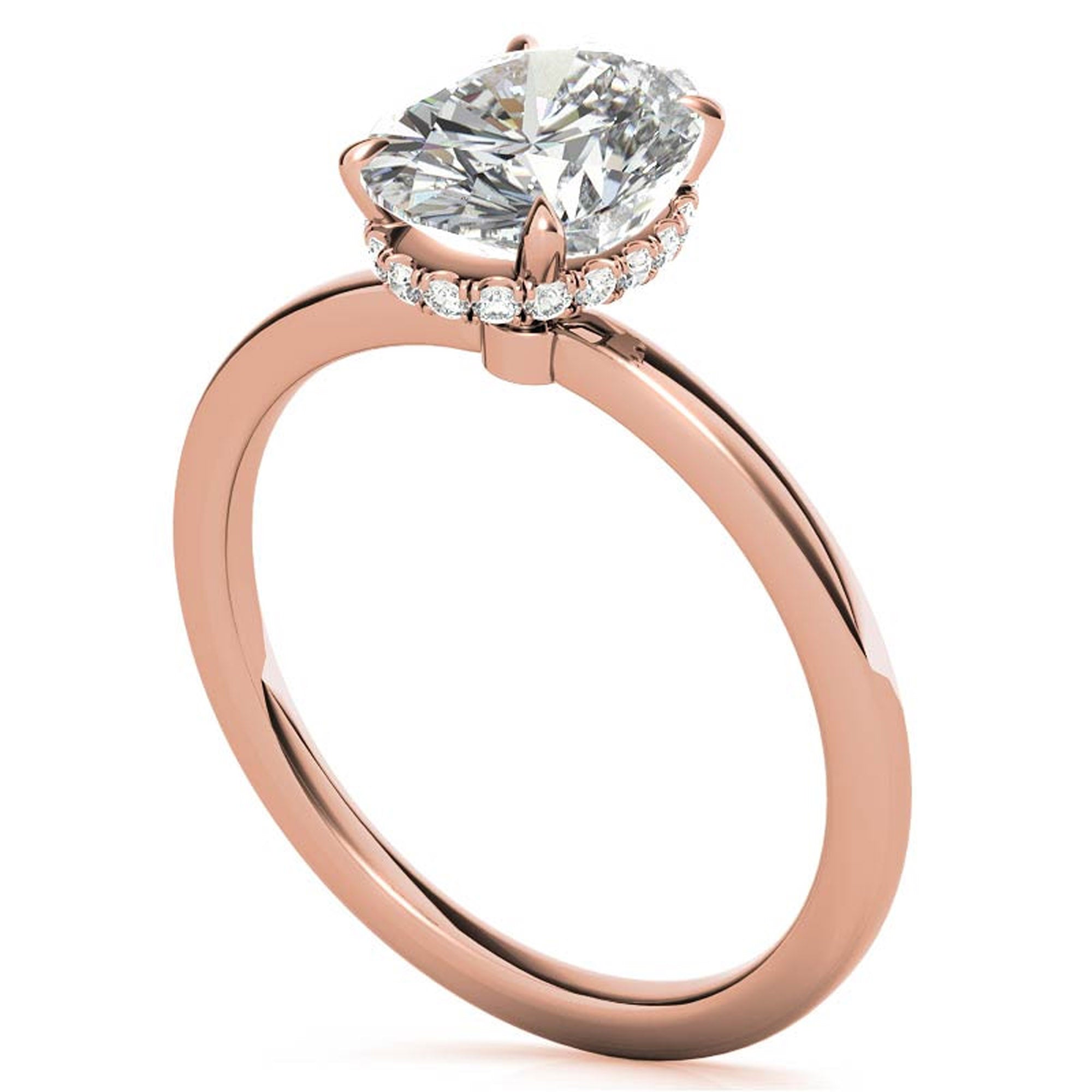 Sterling Silver Oval-Cut Solitaire Rose Gold Minimalist Engagement Ring for Women