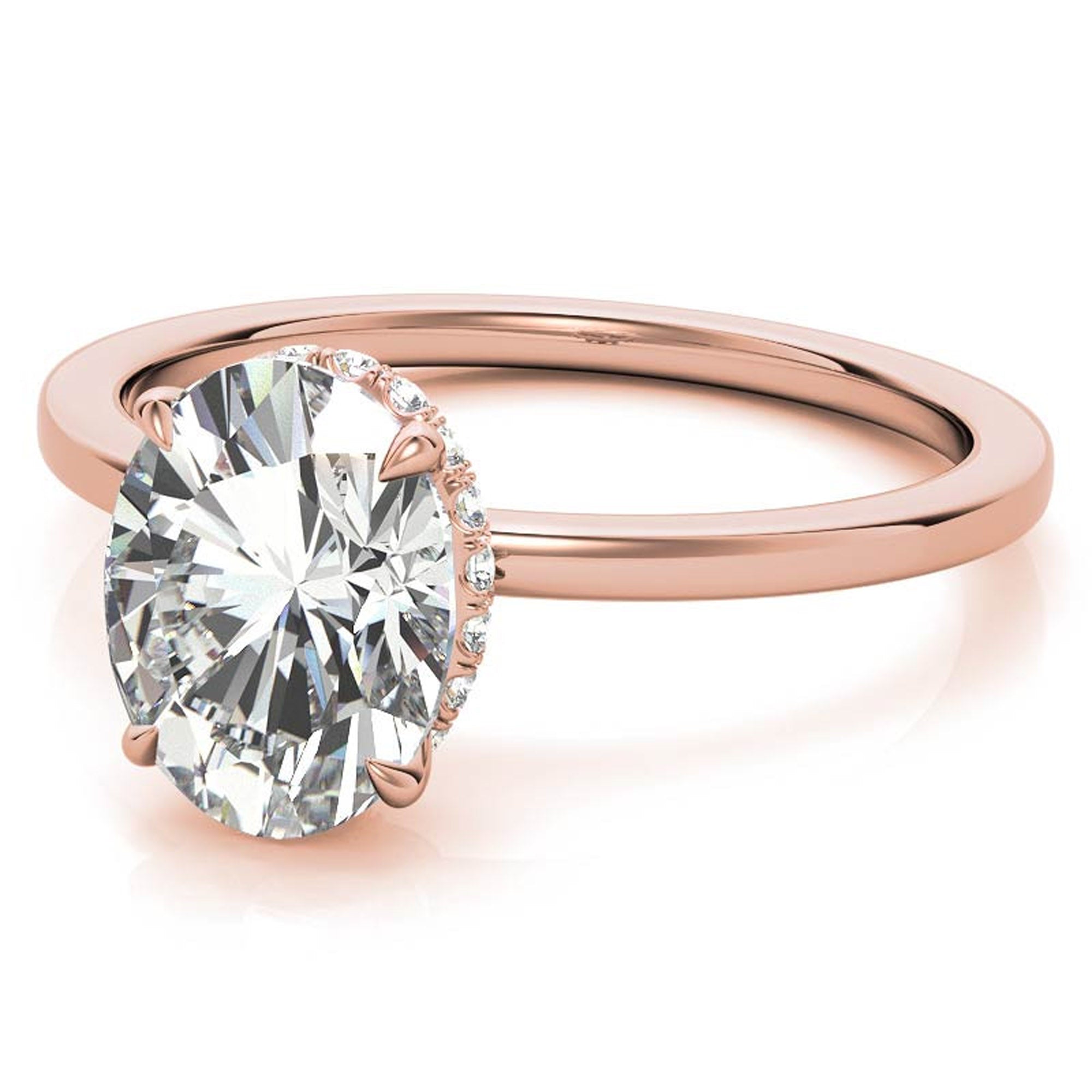 Sterling Silver Oval-Cut Solitaire Rose Gold Minimalist Engagement Ring for Women