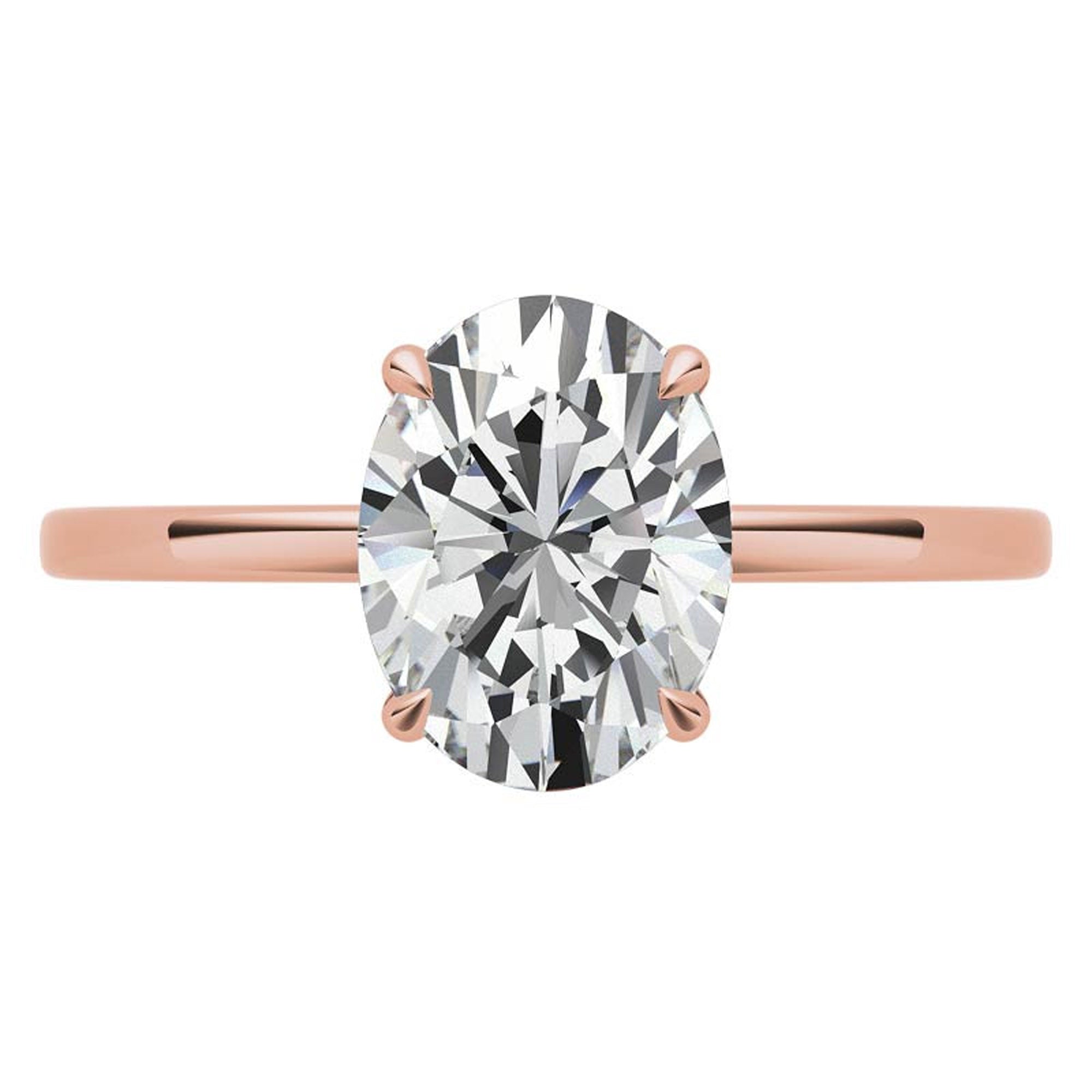 Sterling Silver Oval-Cut Solitaire Rose Gold Minimalist Engagement Ring for Women