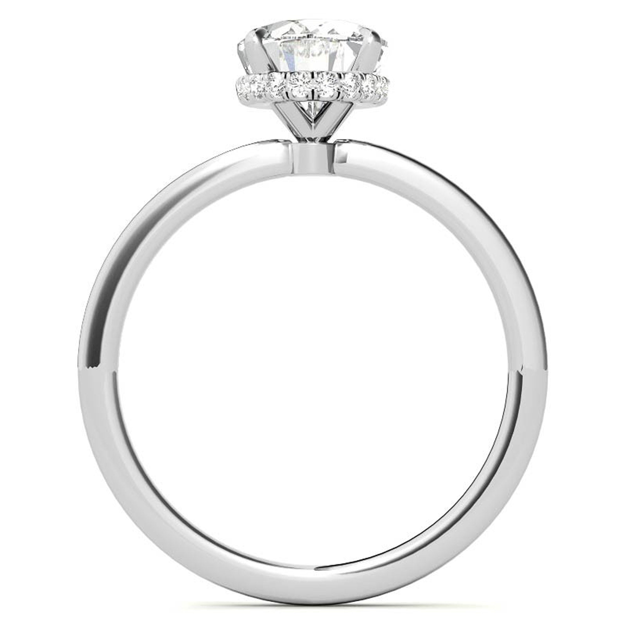 Sterling Silver Oval-Cut Solitaire White  Gold Minimalist Engagement Ring for Women