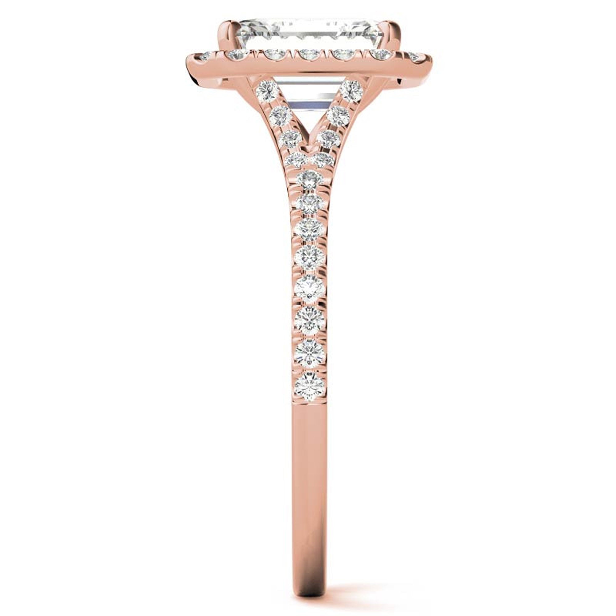 Sterling Silver Emerald Cut Halo Adjustable Elegant Bridal Rose Gold Ring Perfect for Engagement