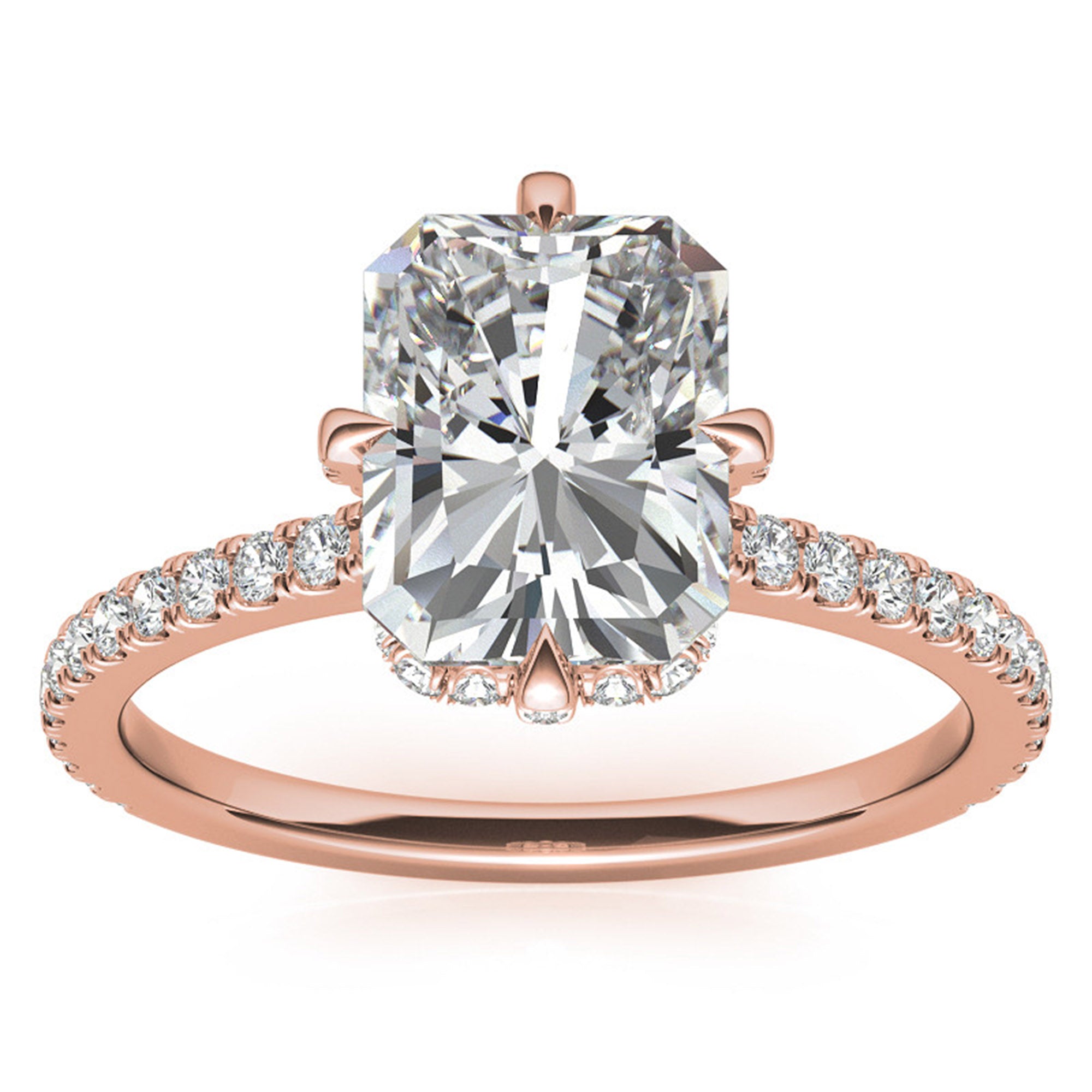 Sterling Silver Radiant-Cut Center Stone Adjustable  Engagement  Rose Gold Ring Perfect for   Special Occasions