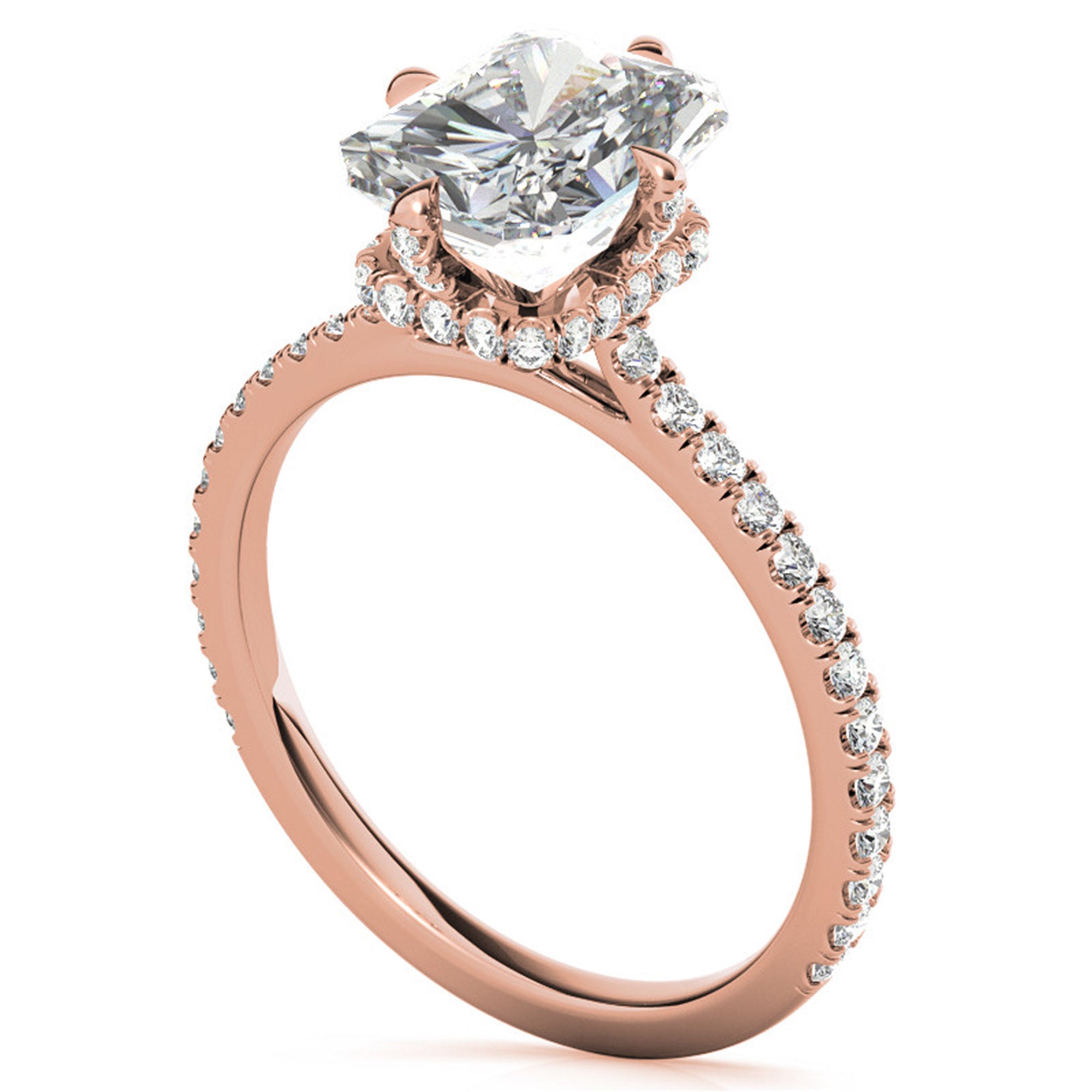 Sterling Silver Radiant-Cut Center Stone Adjustable  Engagement  Rose Gold Ring Perfect for   Special Occasions