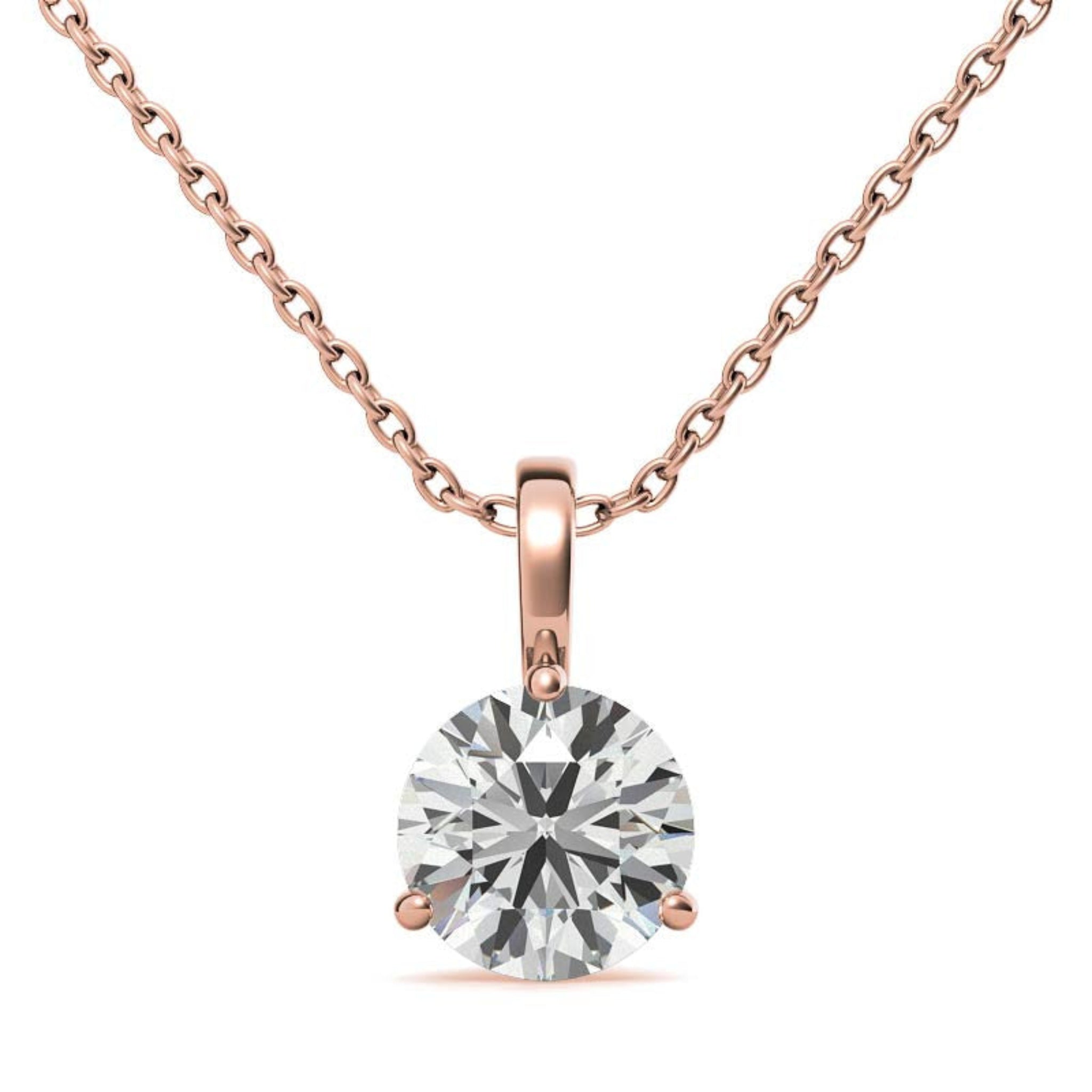 Adjustable Elegant Sterling Silver Rose Gold Round Solitaire Pendant For Women