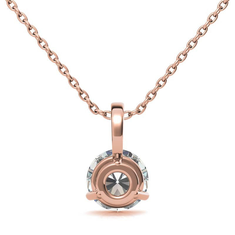 Adjustable Elegant Sterling Silver Rose Gold Round Solitaire Pendant For Women