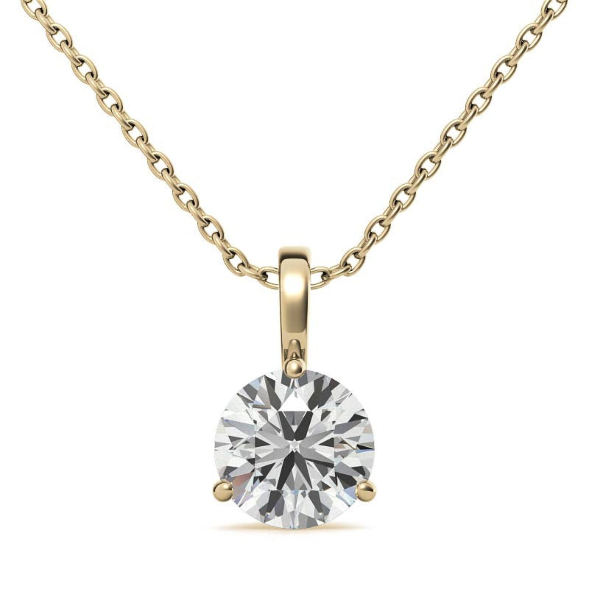 Adjustable Elegant Sterling Silver Yellow Gold Round Solitaire Pendant For Women