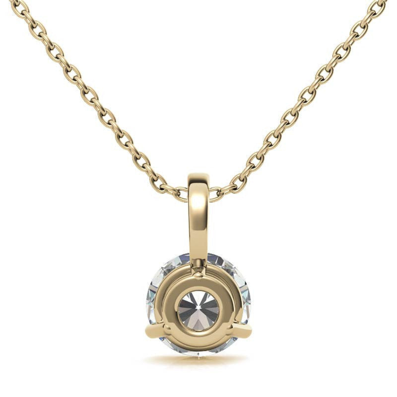 Adjustable Elegant Sterling Silver Yellow Gold Round Solitaire Pendant For Women