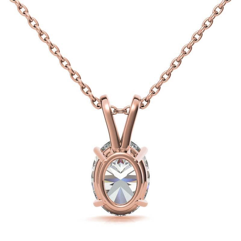 Sterling Silver Elegant Adjustable Oval Solitaire Rose Gold Pendant For Women