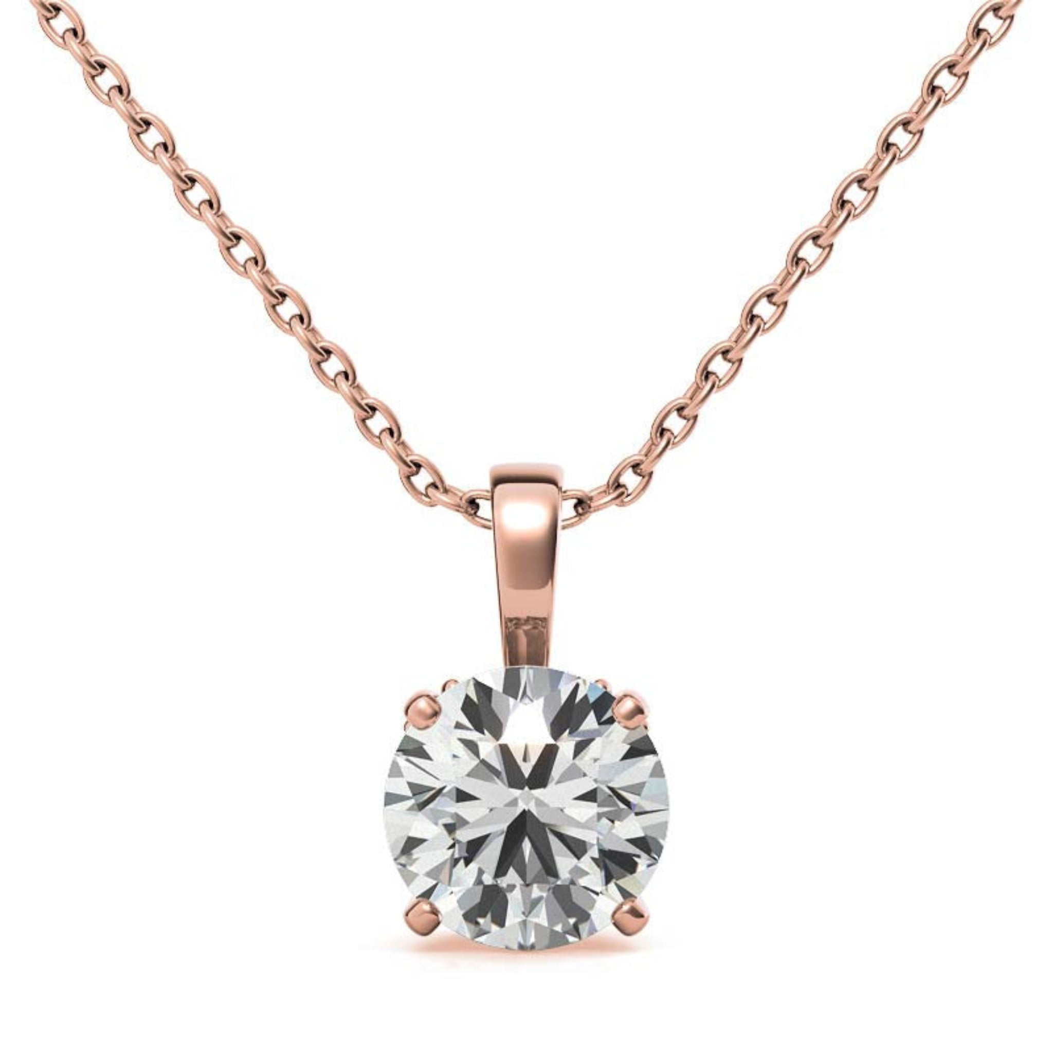 Adjustable Sterling Silver Graceful Rose Gold Round Solitaire Pendant For Women