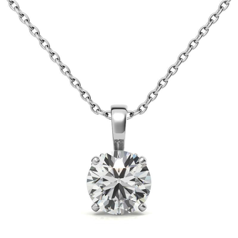 Adjustable Sterling Silver Graceful White Gold Round Solitaire Pendant For Women