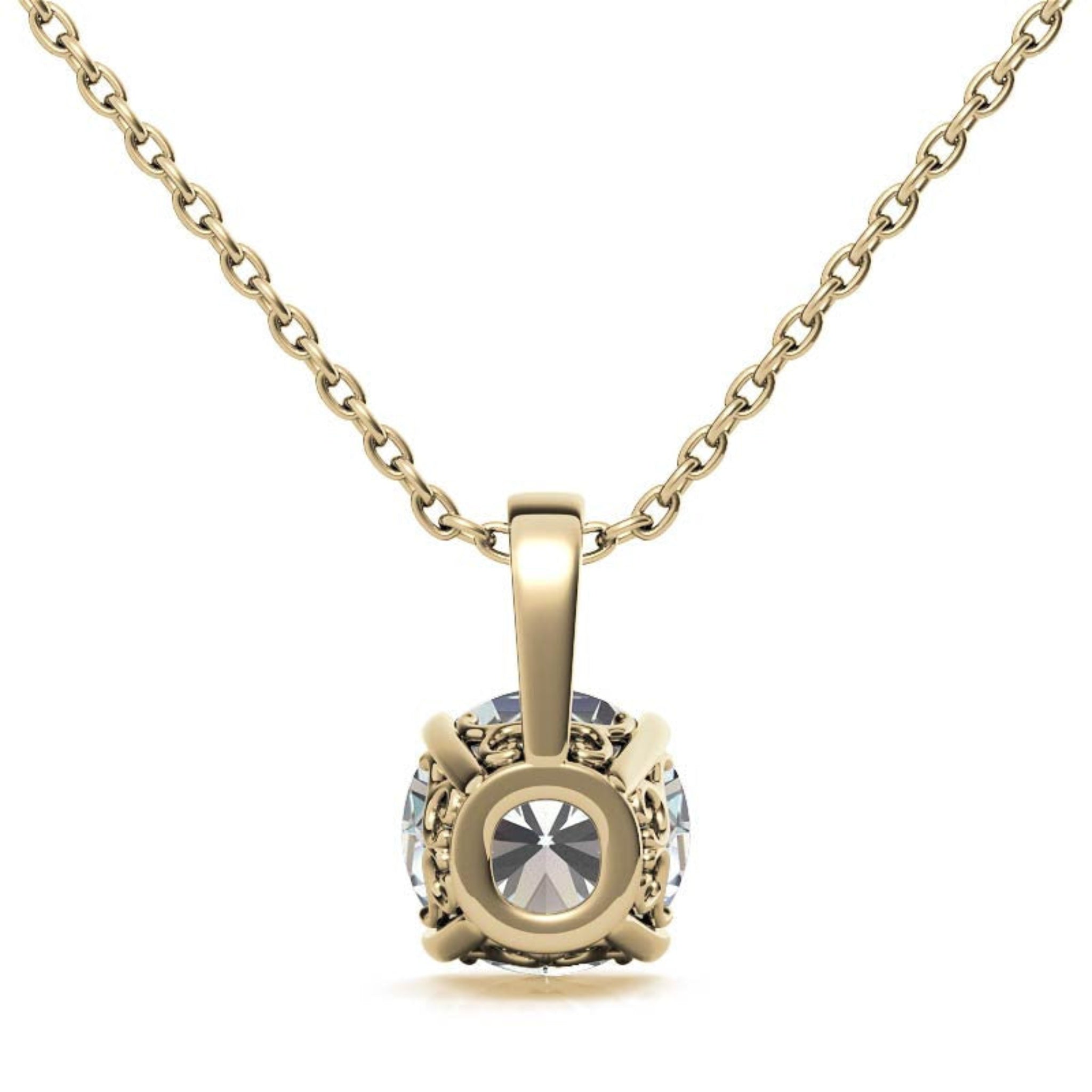 Adjustable Sterling Silver Graceful Yellow Gold Round Solitaire Pendant For Women