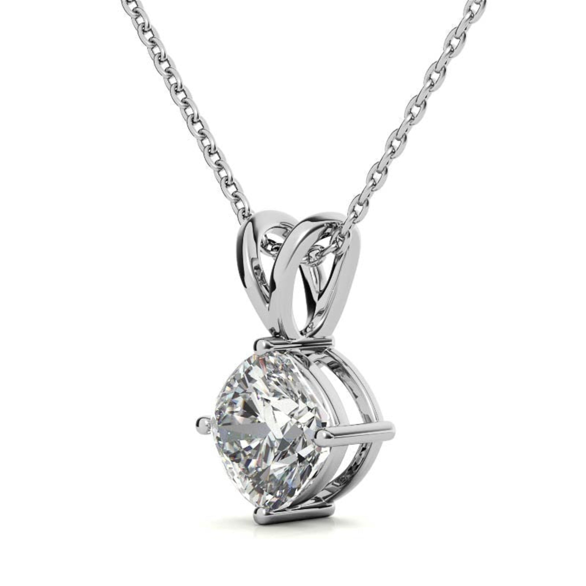 925 Sterling Silver Elegant Adjustable Cushion Cut White Gold Solitaire Pendant For Women