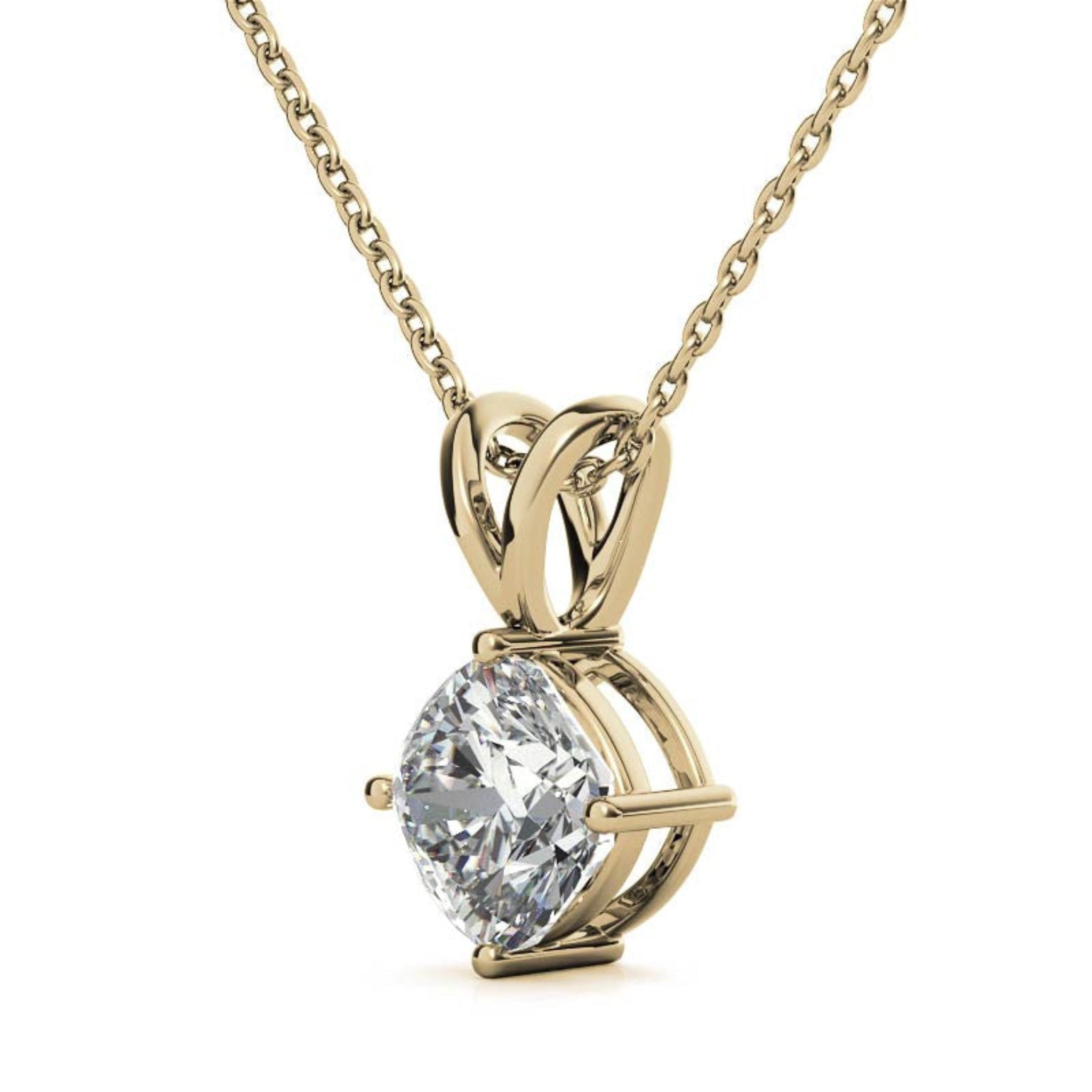 925 Sterling Silver Elegant Adjustable Cushion Cut Yellow Gold Solitaire Pendant For Women