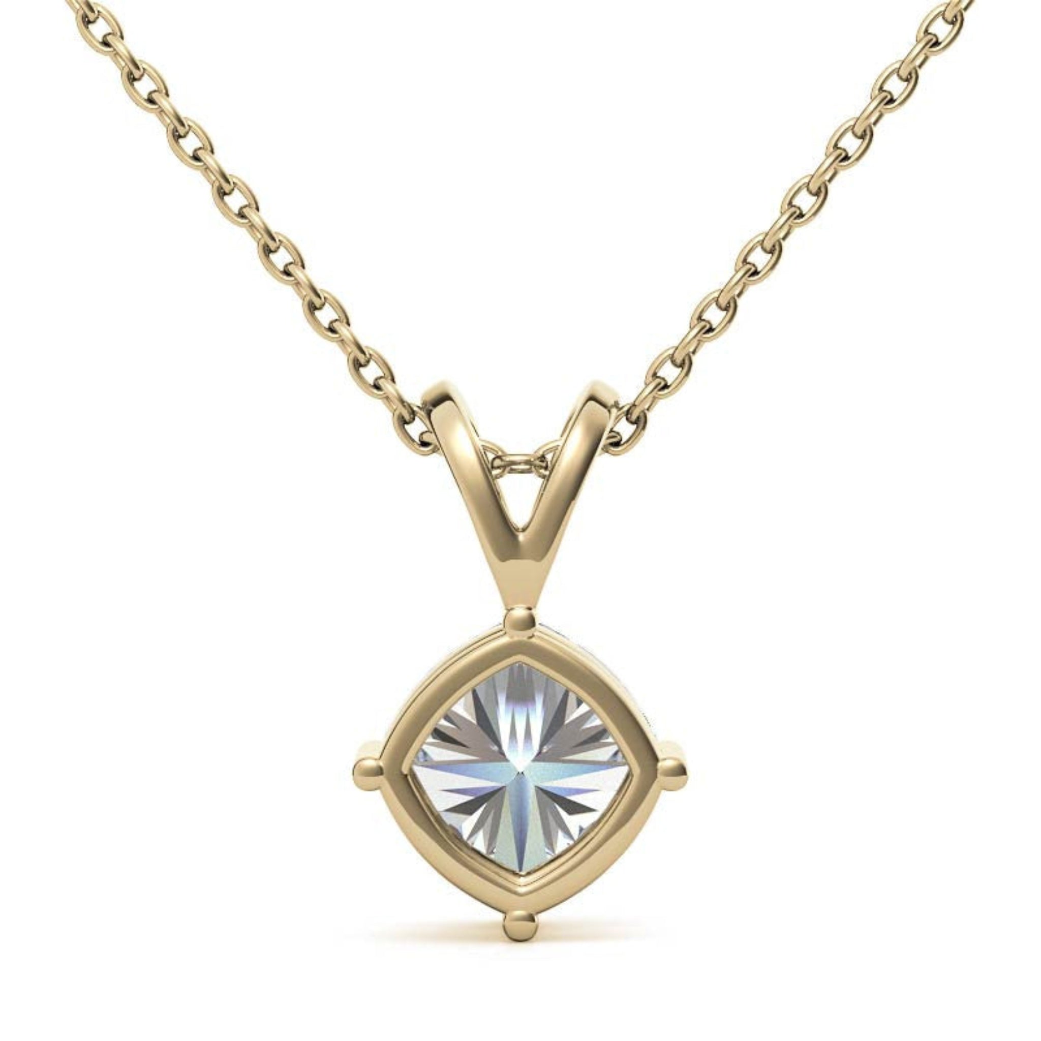 925 Sterling Silver Elegant Adjustable Cushion Cut Yellow Gold Solitaire Pendant For Women