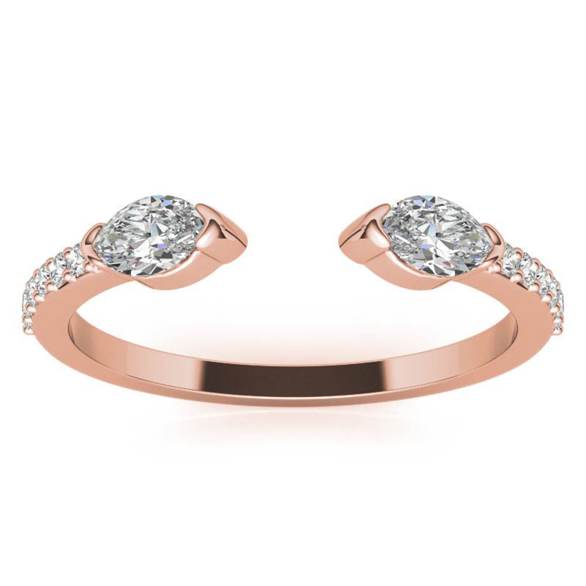 Rose Gold Silver Split-Open Ended Adjustable Dazzling Marquise Ring For Woman