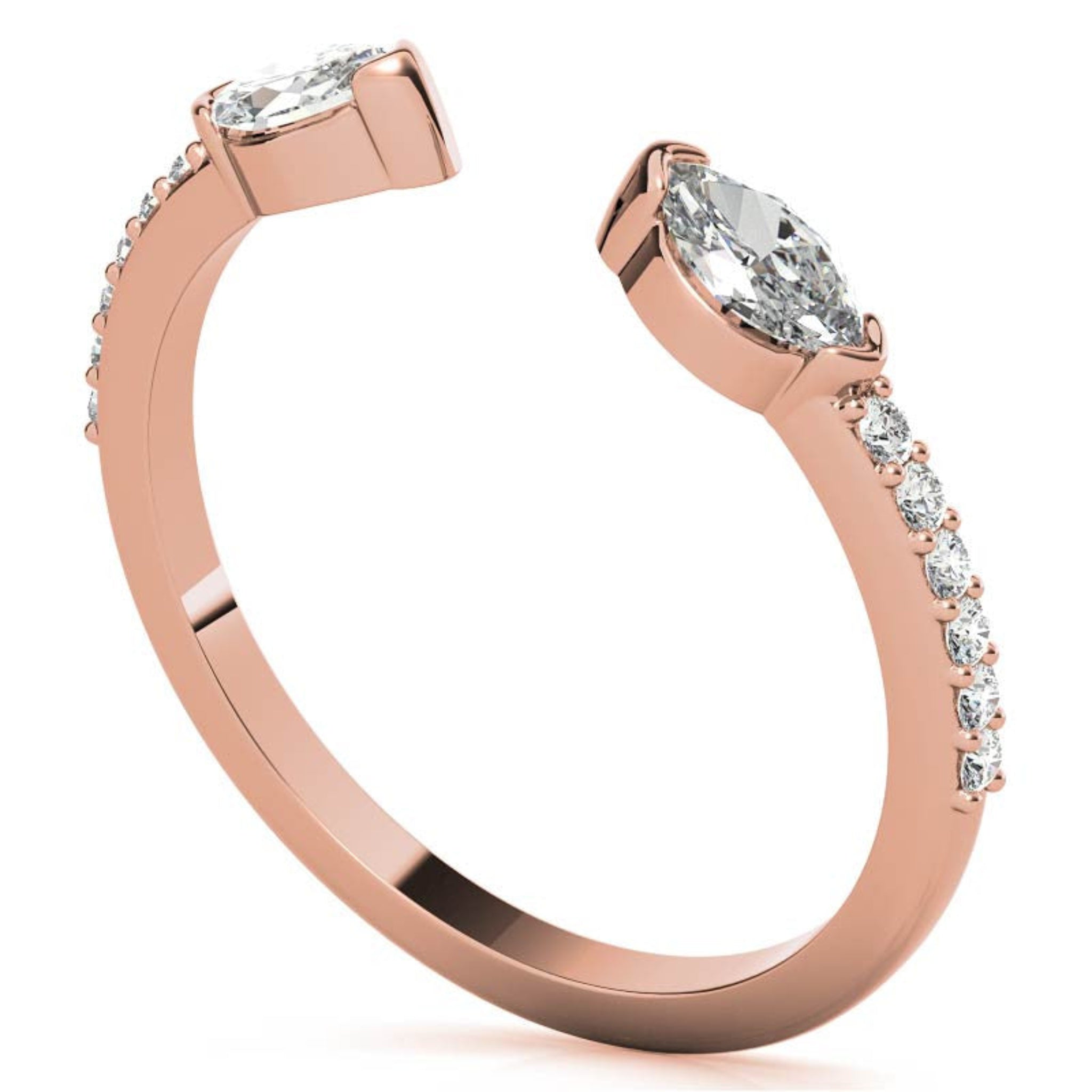 Rose Gold Silver Split-Open Ended Adjustable Dazzling Marquise Ring For Woman