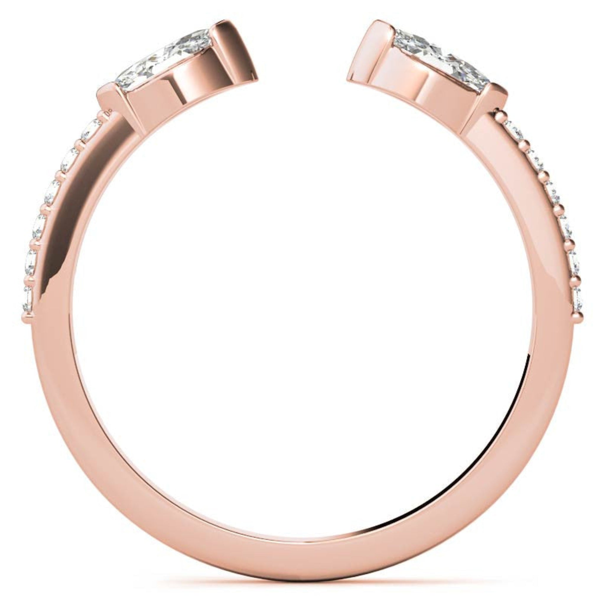 Rose Gold Silver Split-Open Ended Adjustable Dazzling Marquise Ring For Woman