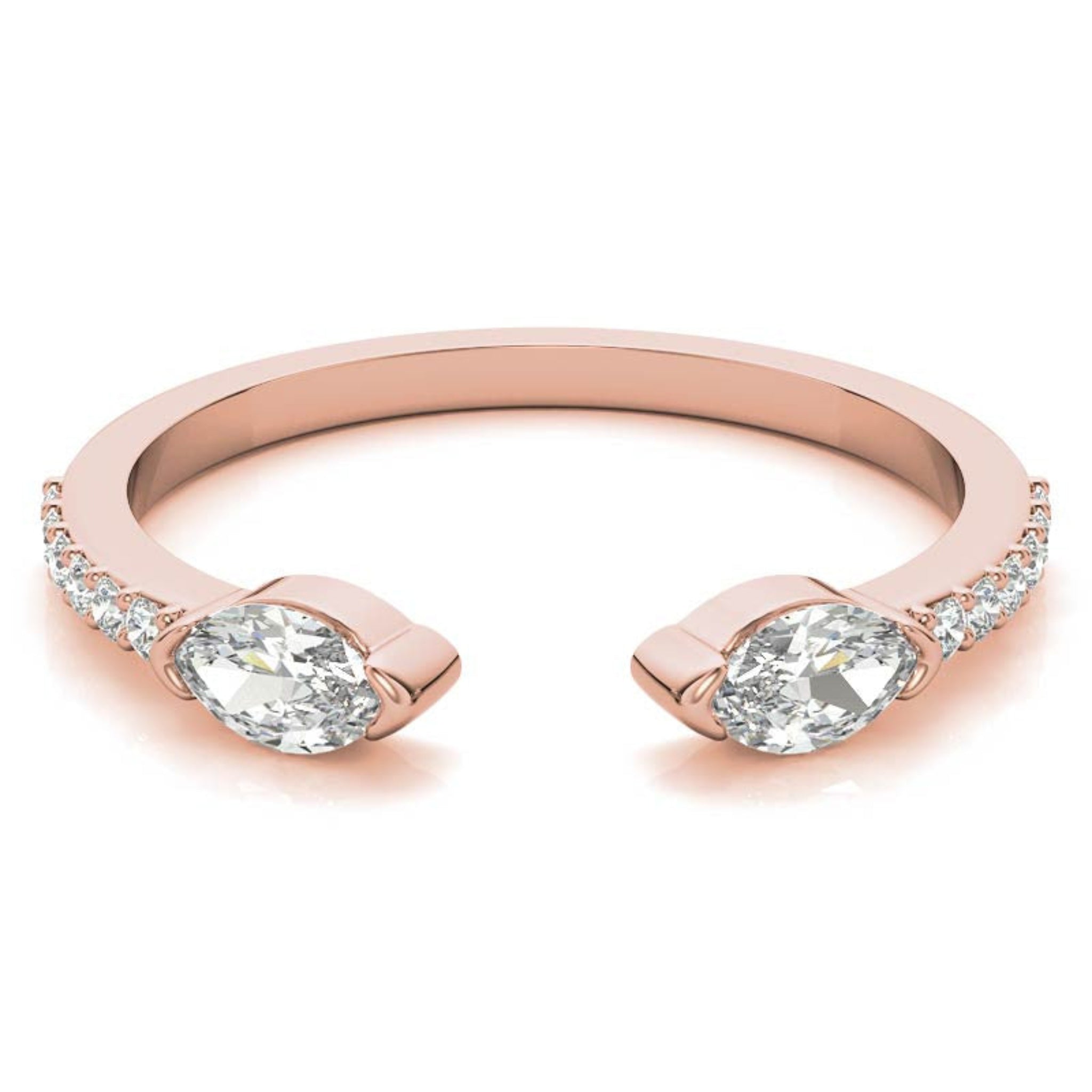 Rose Gold Silver Split-Open Ended Adjustable Dazzling Marquise Ring For Woman