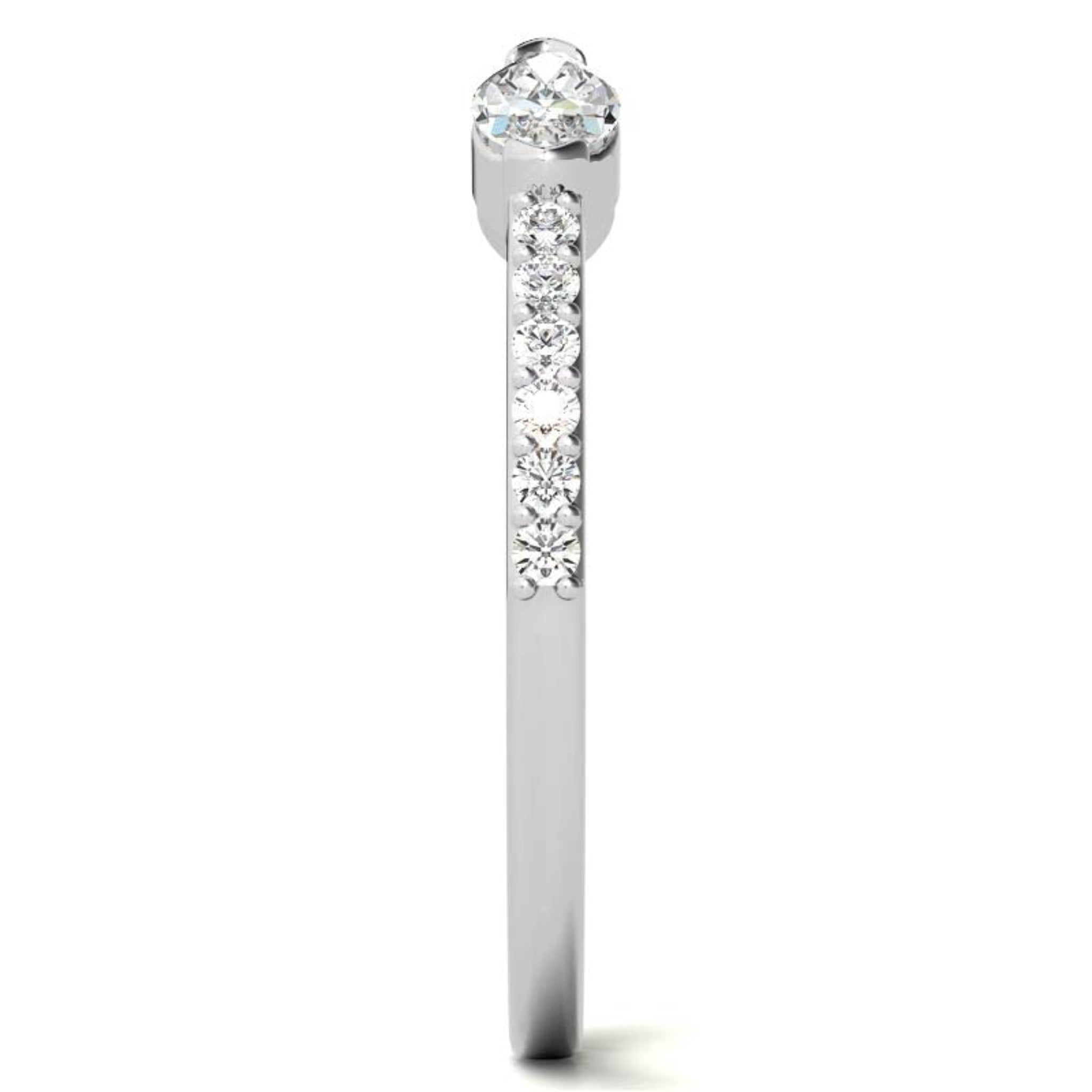 White Gold Silver Split-Open Pave Adjustable Dazzling Marquise Ring For Woman