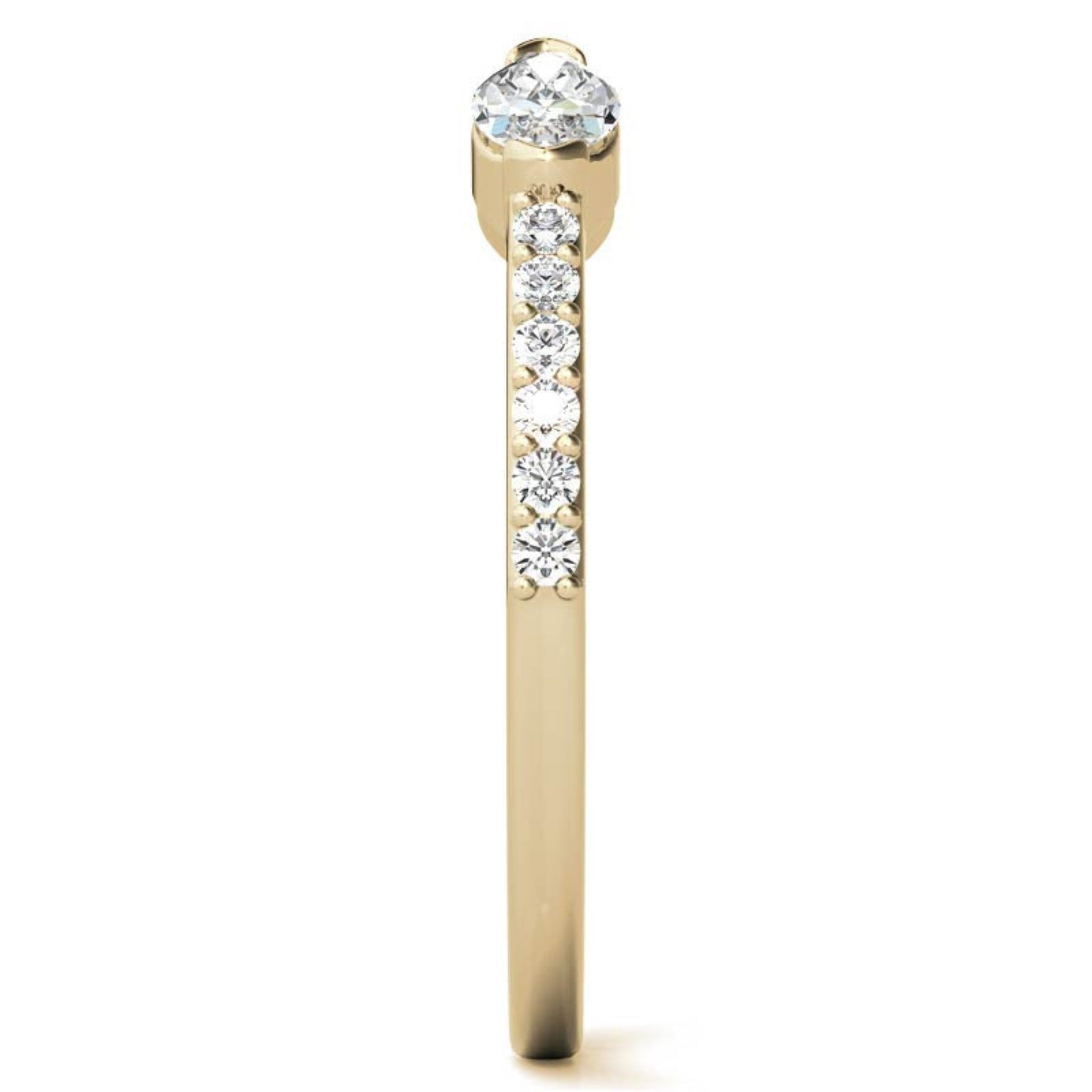 Yellow Gold Silver Split-Pave Ended Adjustable Dazzling Marquise Ring For Woman