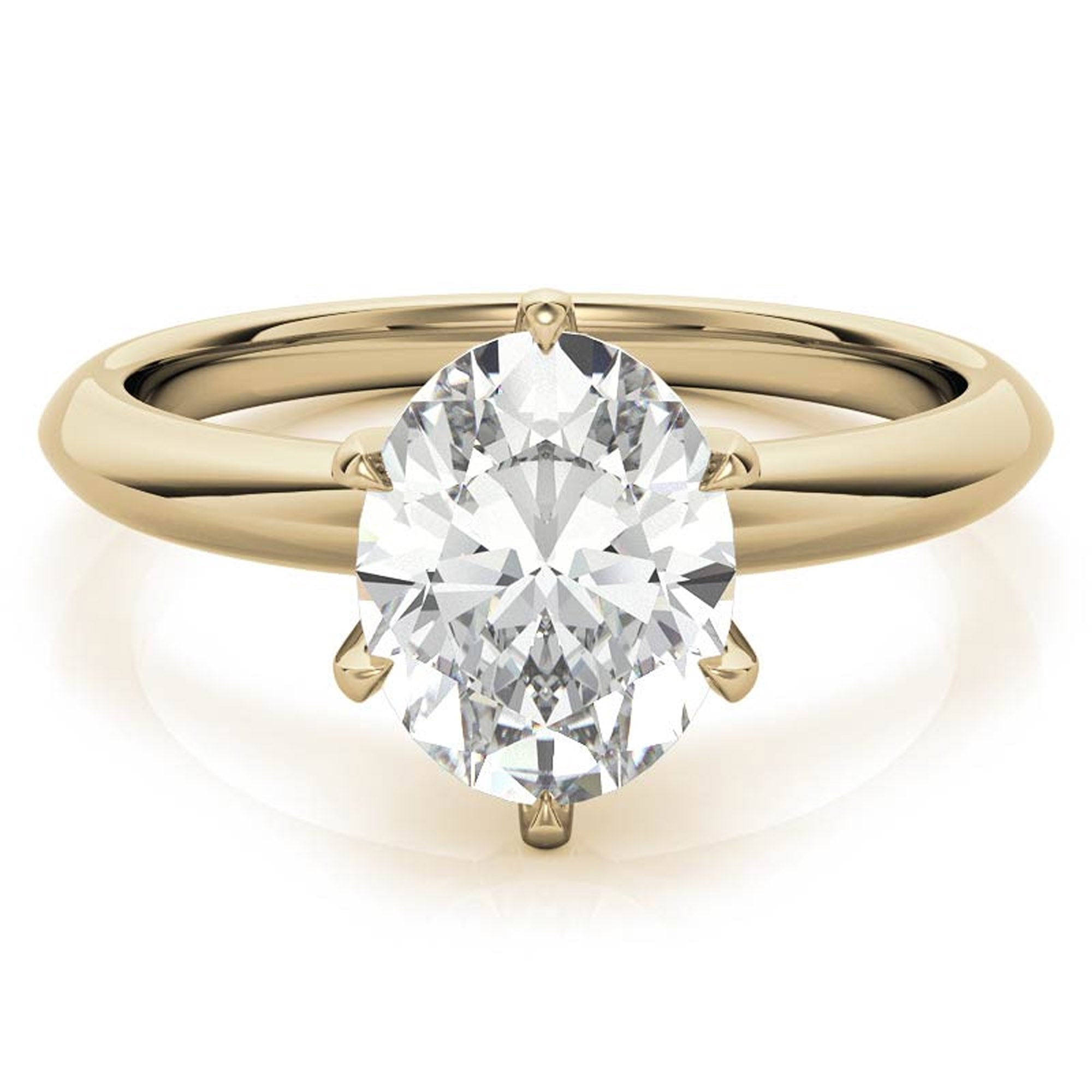 Sterling Silver Six-Prong Adjustable Solitaire Yellow Gold Engagement Ring for Women