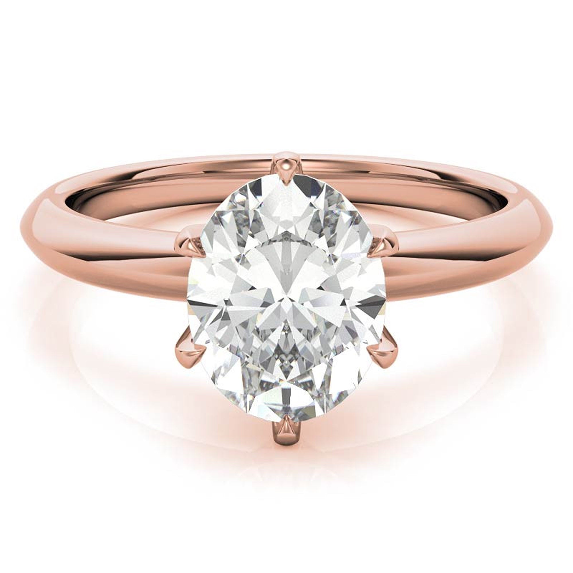 Sterling Silver Six-Prong Adjustable Solitaire Rose Gold Engagement Ring for Women