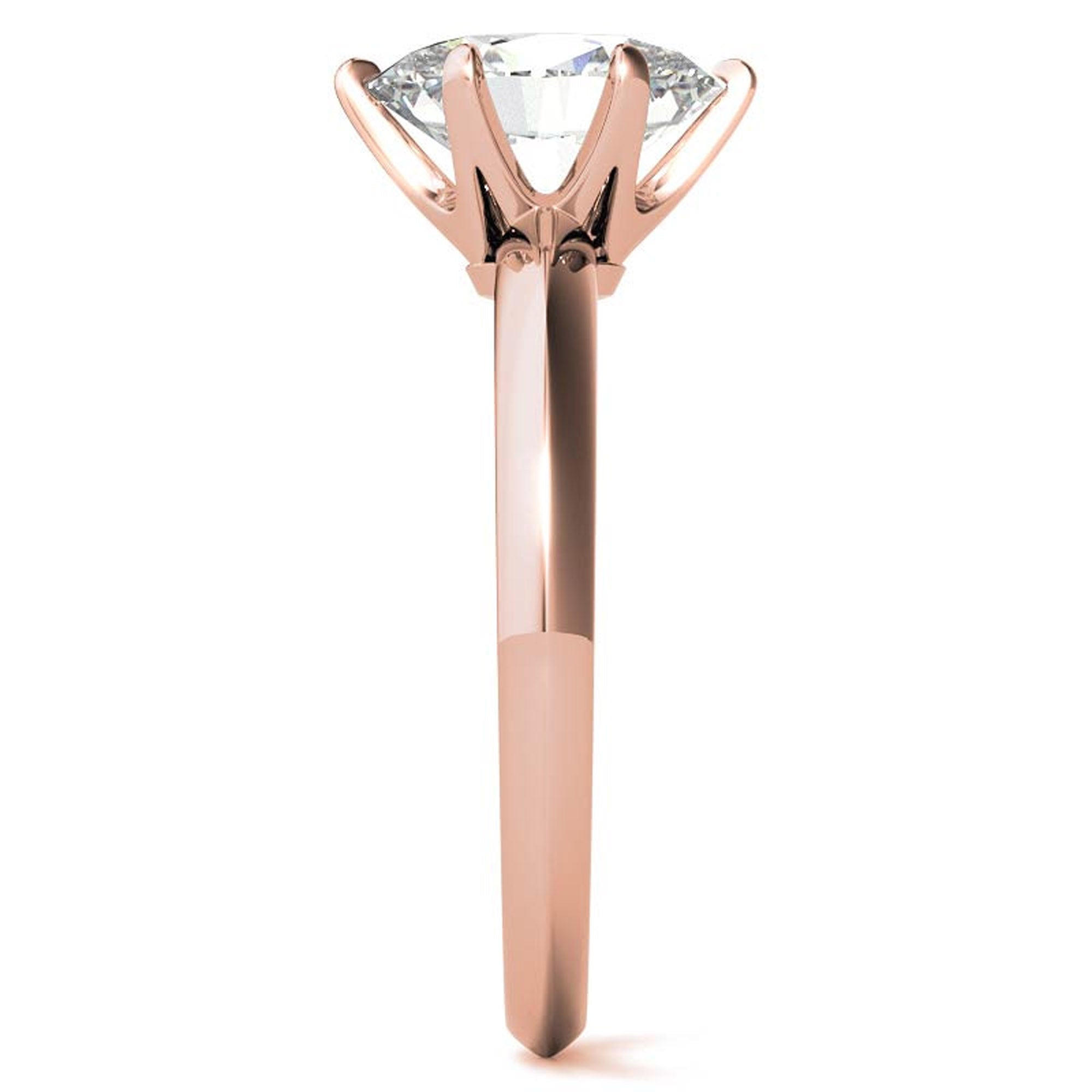 Sterling Silver Six-Prong Adjustable Solitaire Rose Gold Engagement Ring for Women