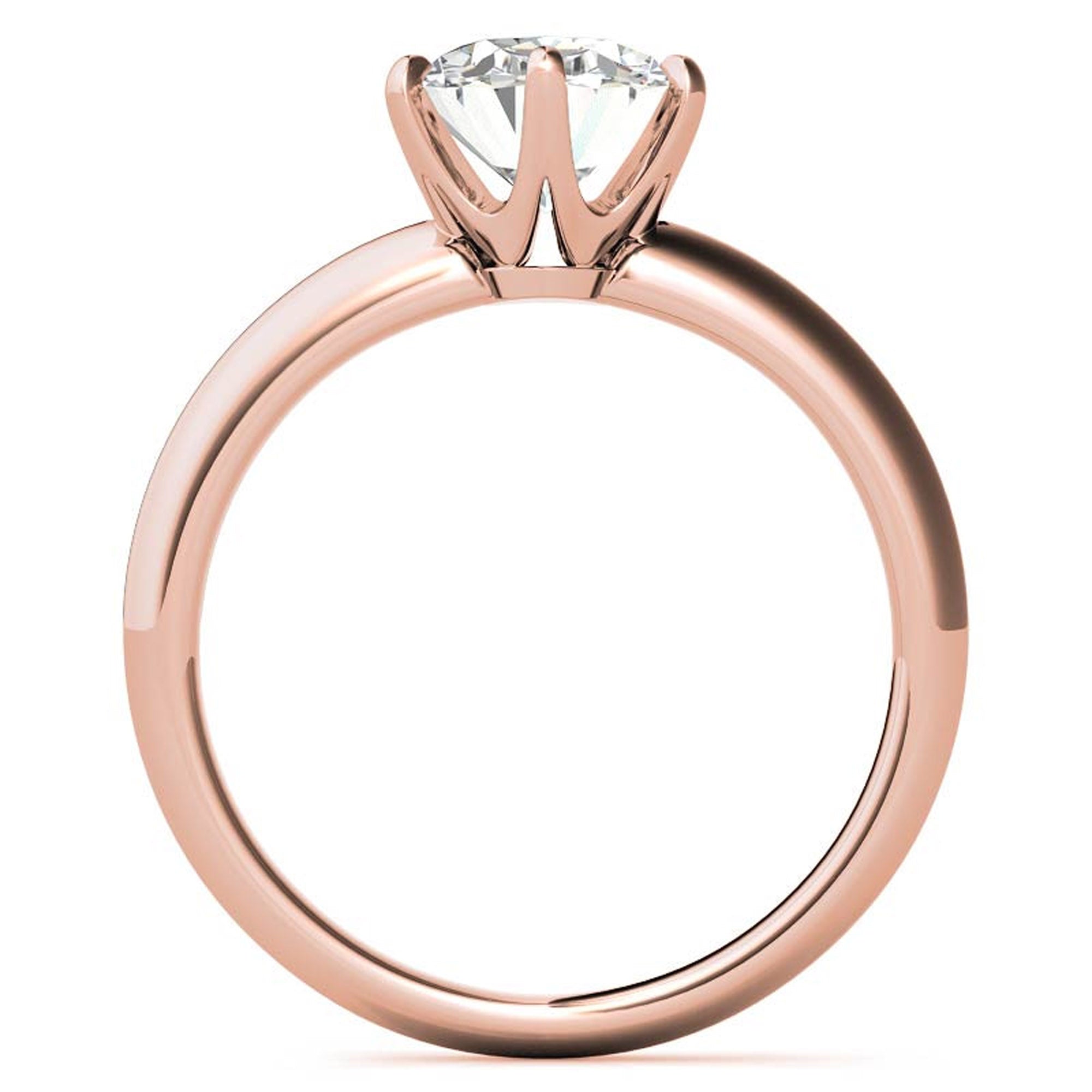 Sterling Silver Six-Prong Adjustable Solitaire Rose Gold Engagement Ring for Women