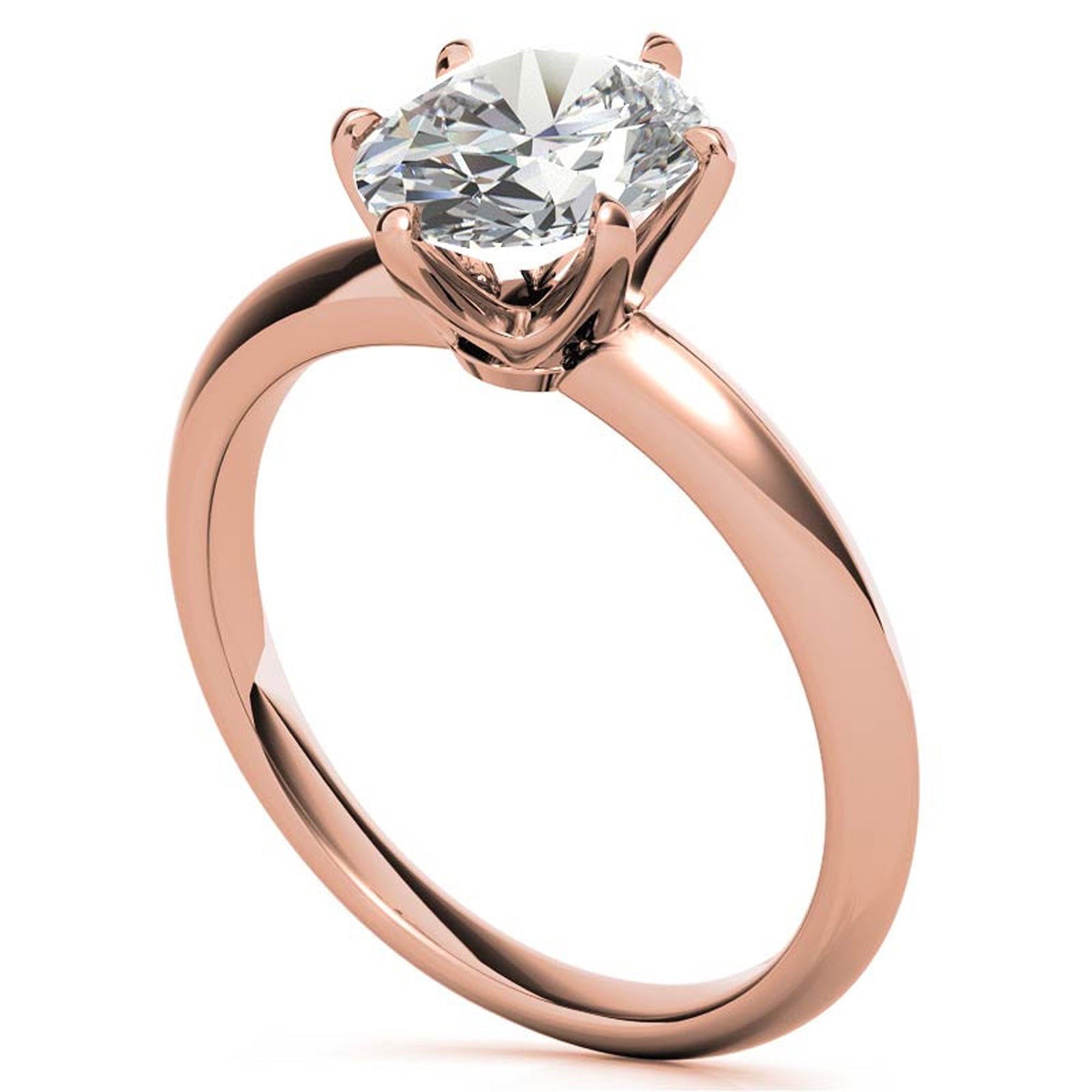 Sterling Silver Six-Prong Adjustable Solitaire Rose Gold Engagement Ring for Women