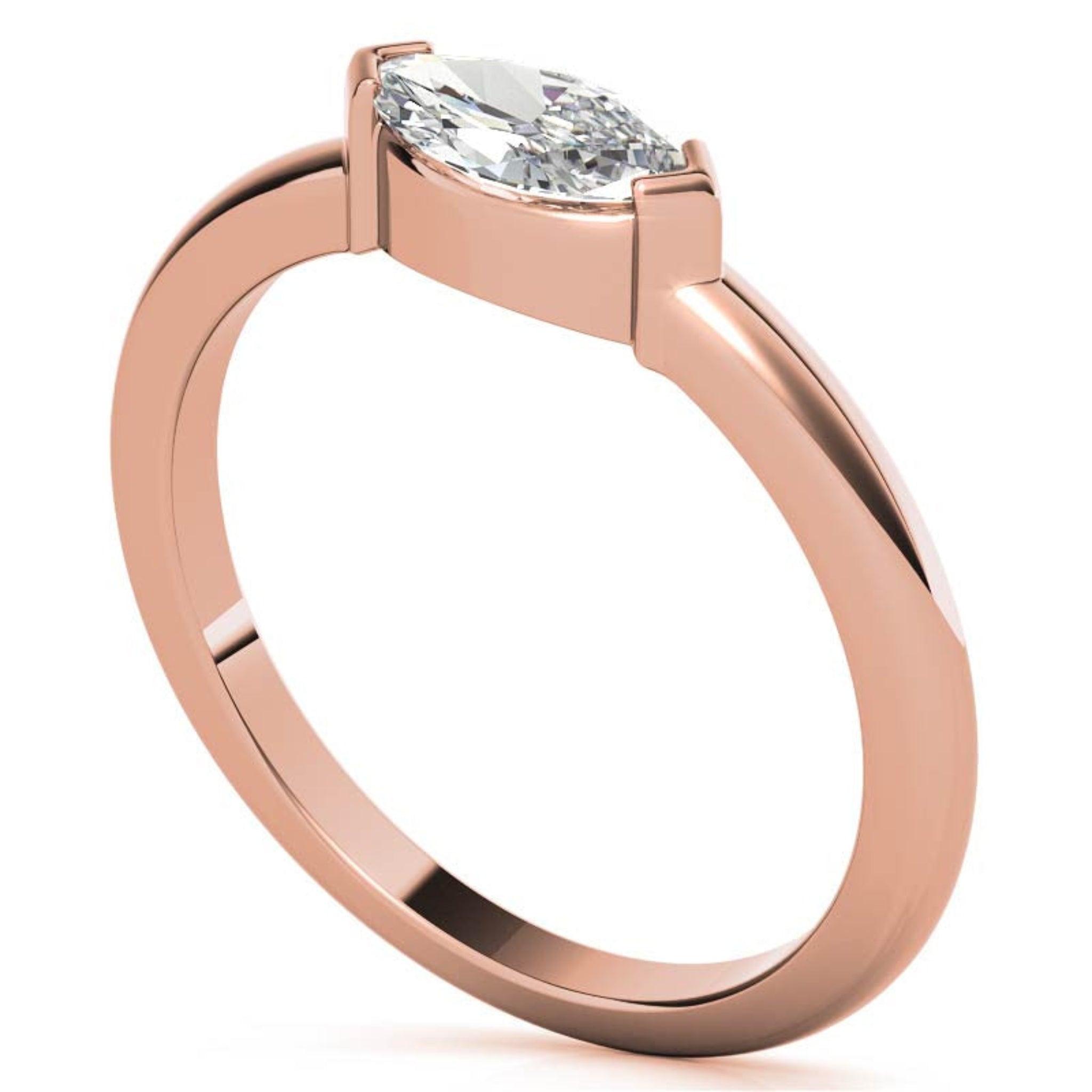 Rose Gold Silver Timeless Solitaire Adjustable Marquise Oval-Set Ring For Woman