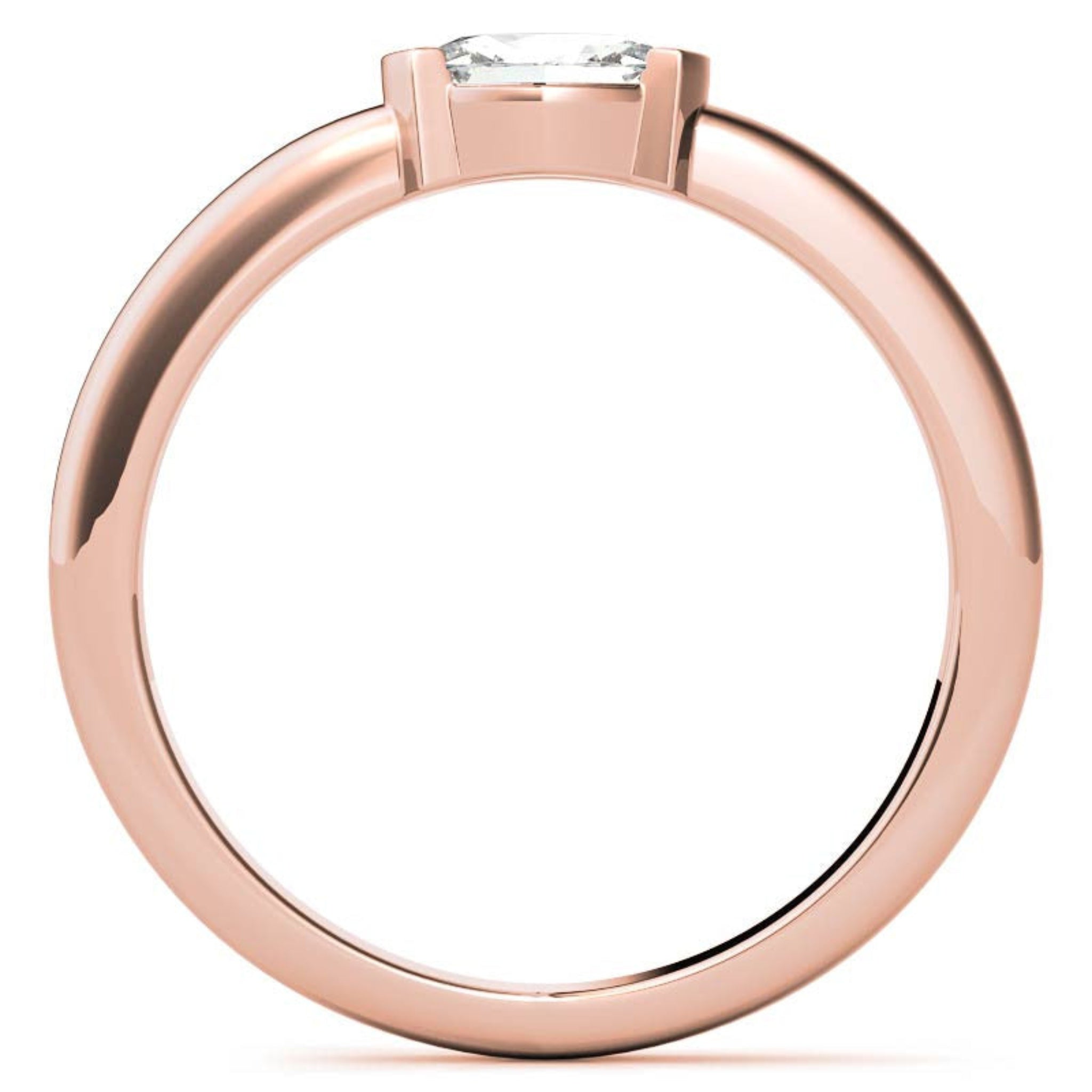 Rose Gold Silver Half-Bezel-Set Adjustable Oval Cut Solitaire Ring For Woman