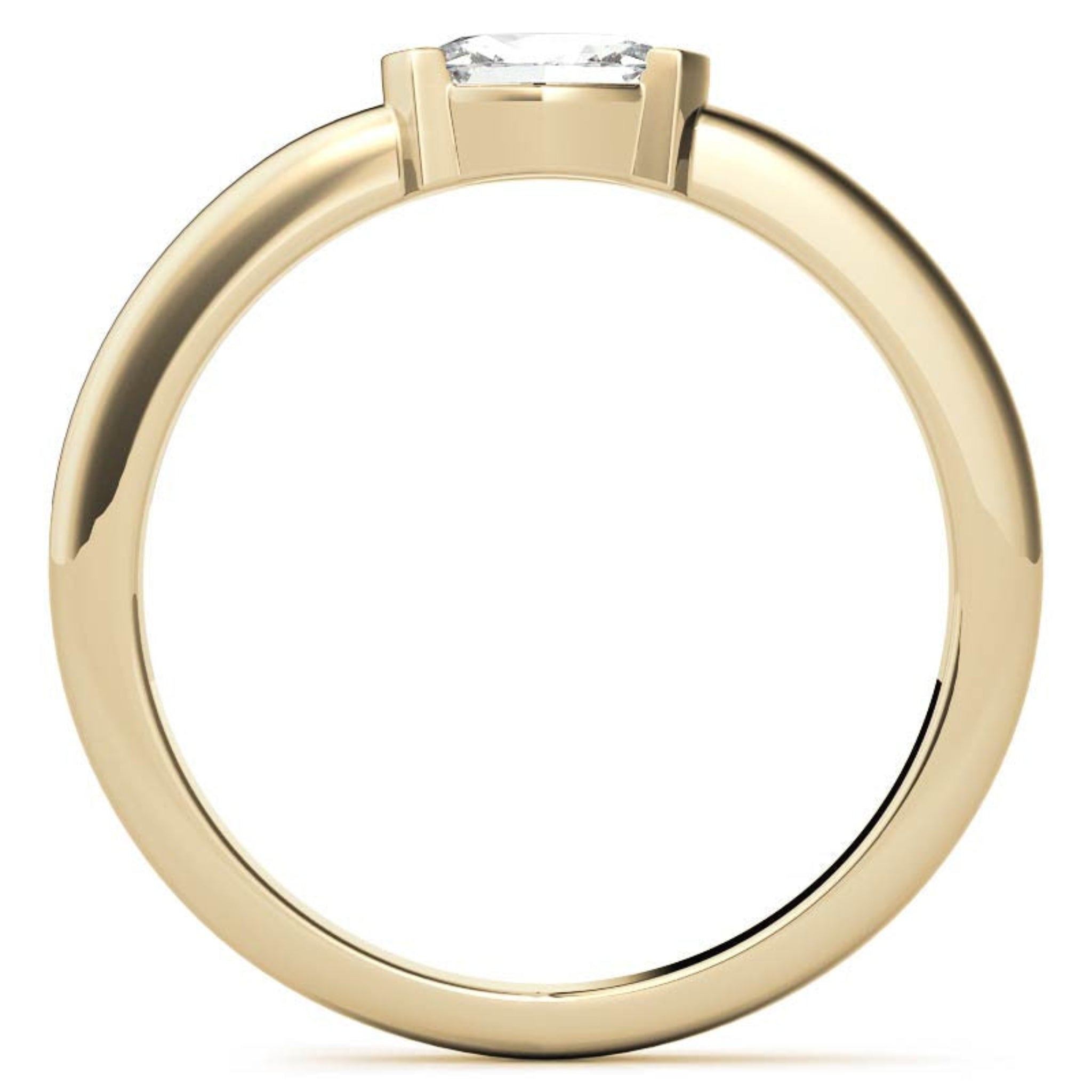 Yellow Gold Silver Half-Bezel-Set Adjustable Oval Cut Solitaire Ring For Woman