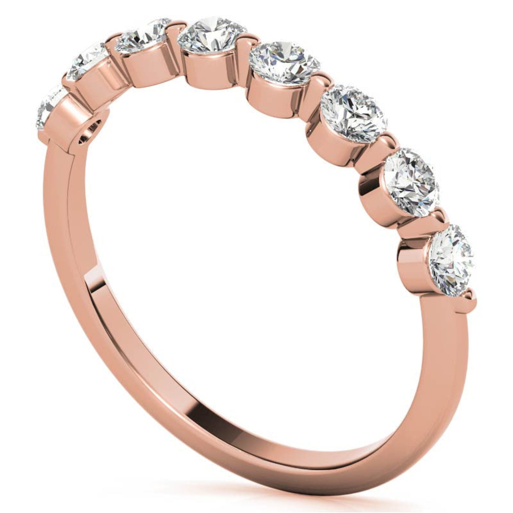 Rose Gold Silver Half-Eternity Adjustable Seven Round-Cut Ring For Woman