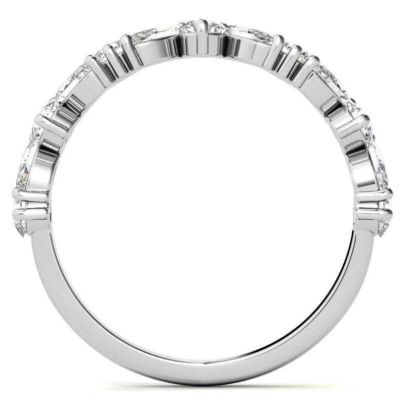 Sterling Silver Timeless Elegant Marquise and Round Cut Diamond White Gold Band For Women