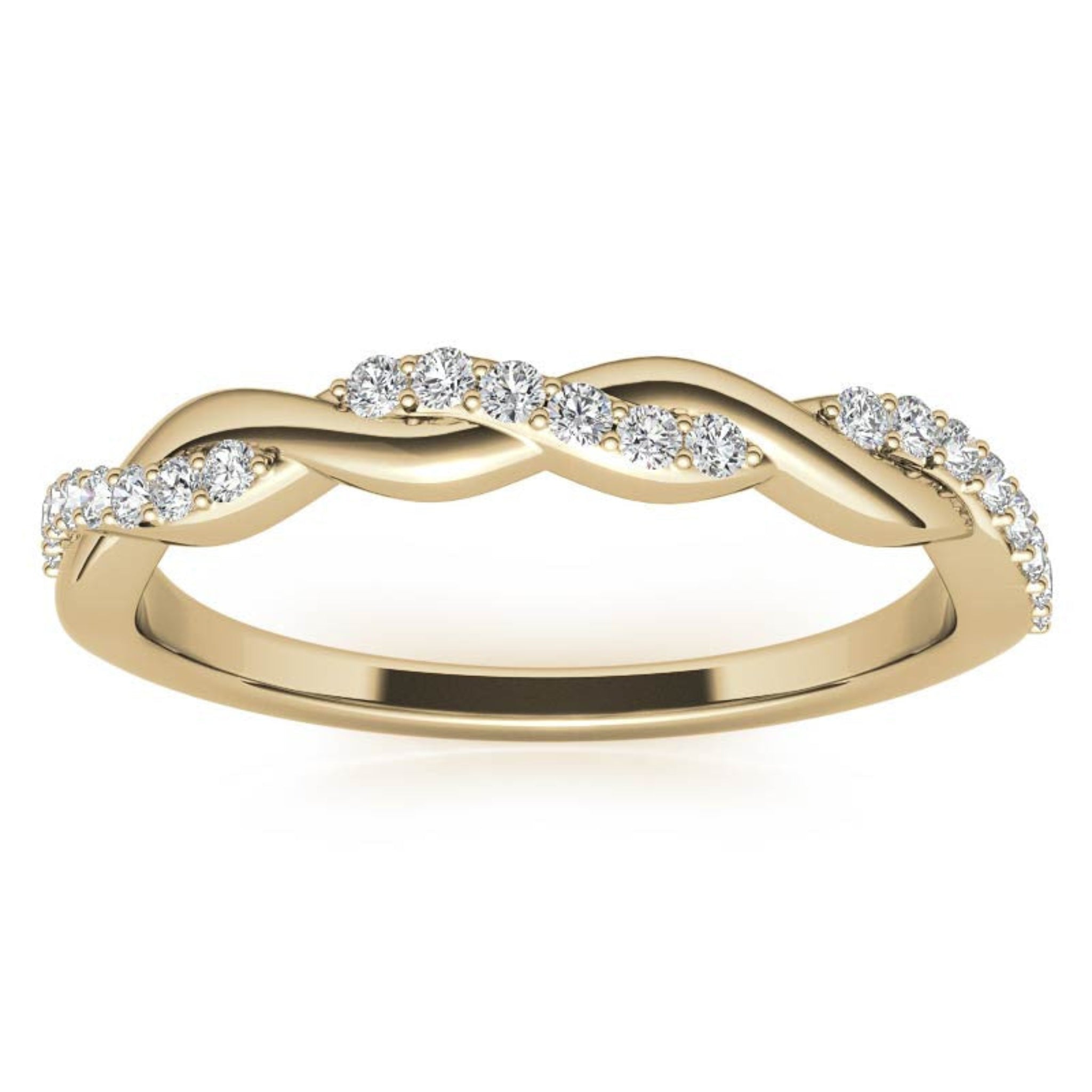 Sterling Silver Classic Adjustable Round diamond Twisted Yellow Gold Ring For Women