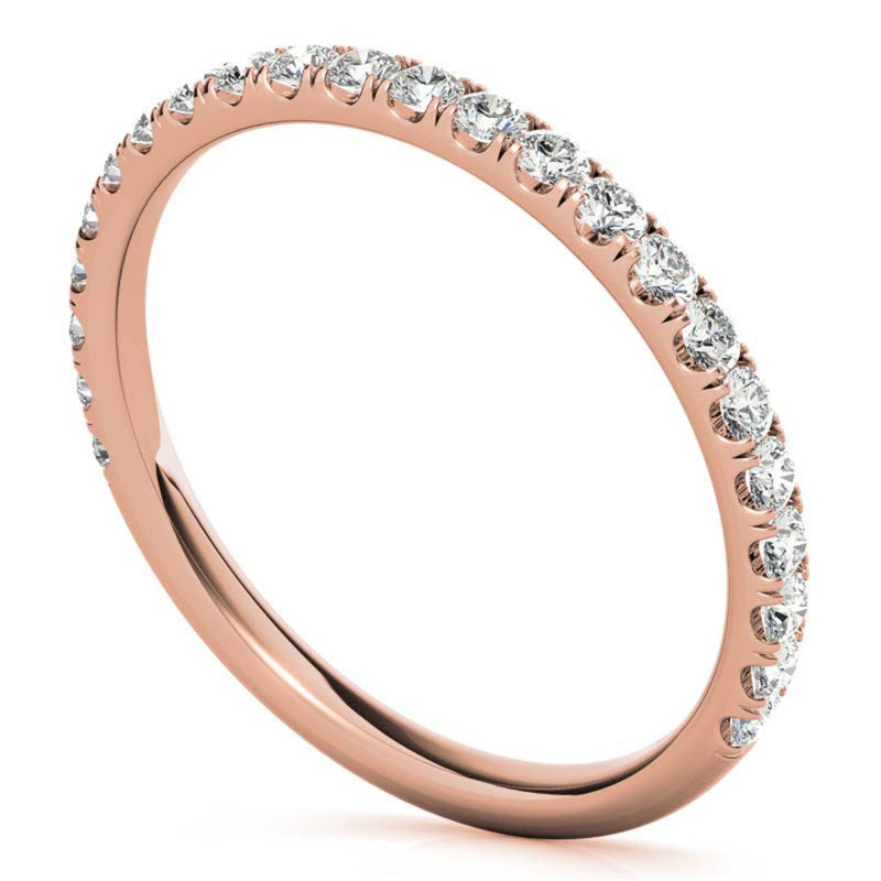 Sterling Silver Delicate Adjustable Round Studded Diamonds Rose Gold Ring For Women