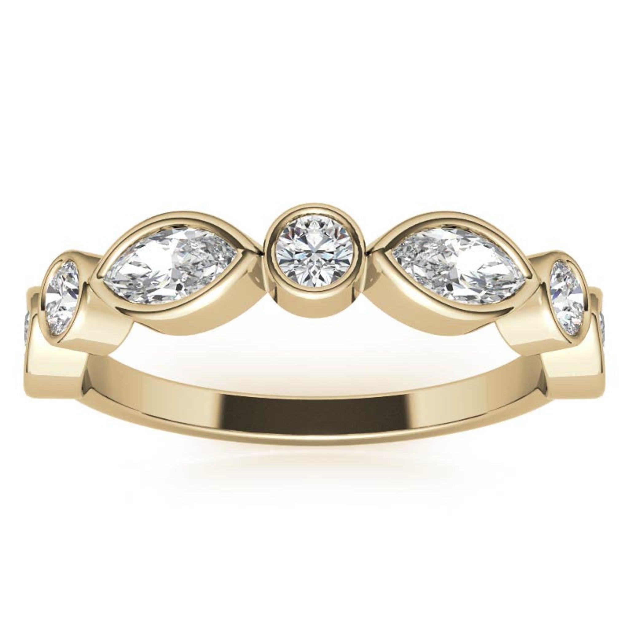 Yellow Gold Silver Dual-Shape Milgrain Adjustable Marquise Round Ring For Woman