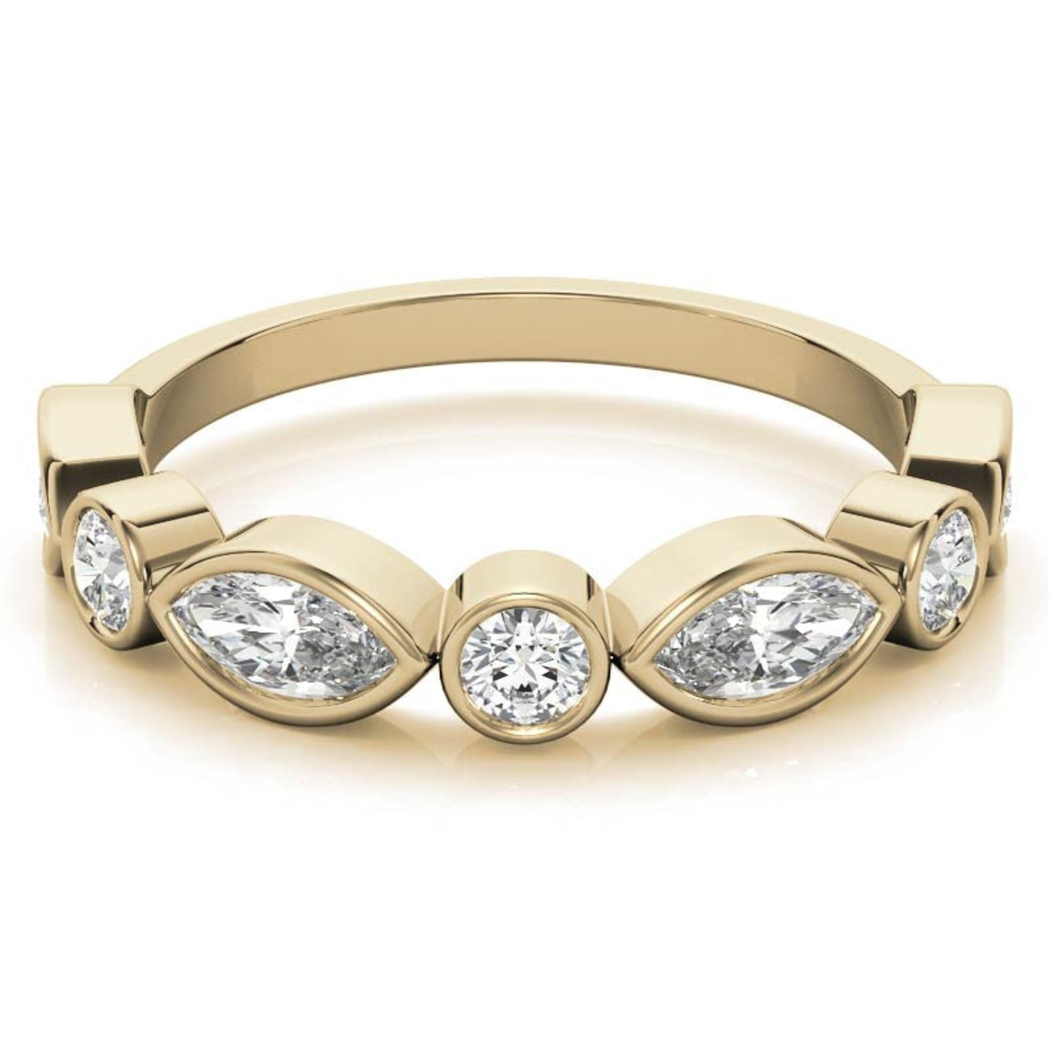 Yellow Gold Silver Dual-Shape Milgrain Adjustable Marquise Round Ring For Woman