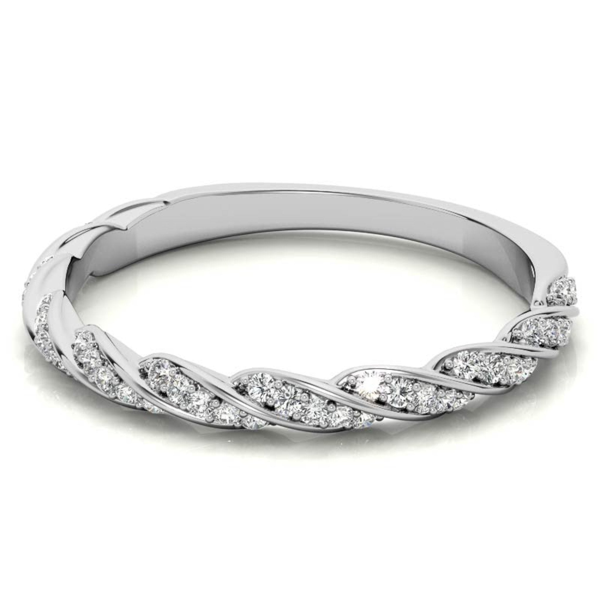 White Gold Silver Half-Eternity Adjustable Intertwined Braided Ring For Woman