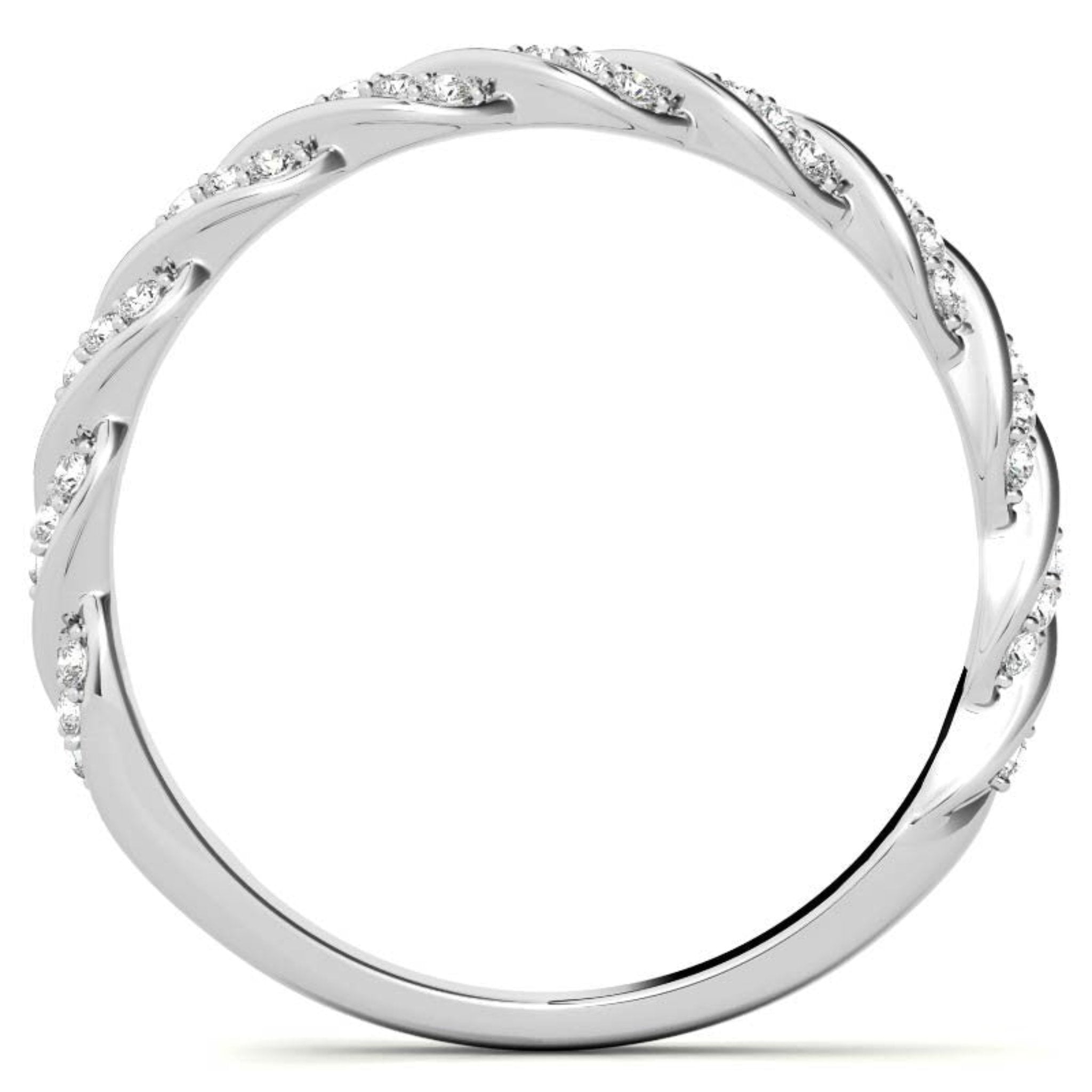 White Gold Silver Half-Eternity Adjustable Intertwined Braided Ring For Woman