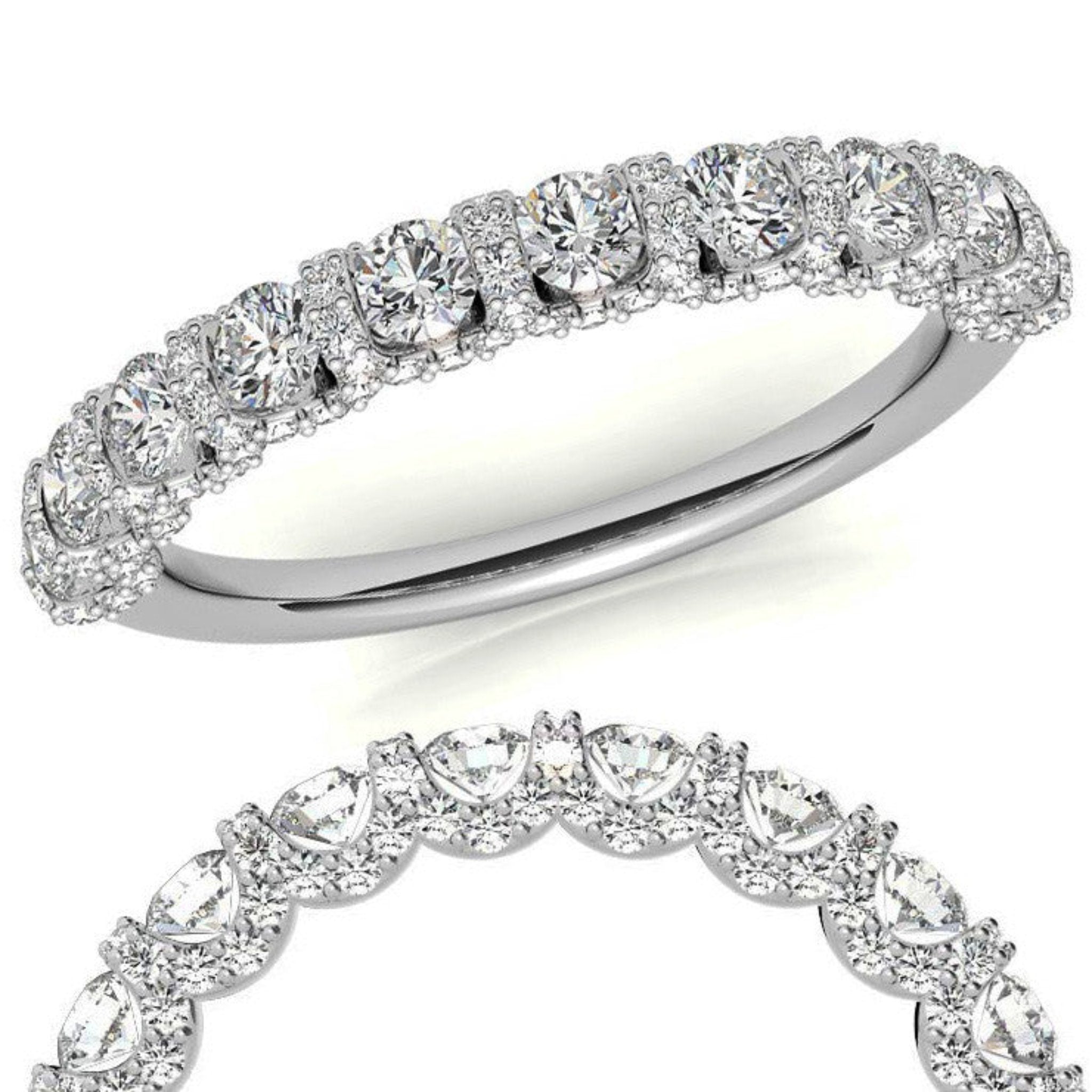 White Gold Silver Luxurious Adjustable Half-Eternity Ring For Woman