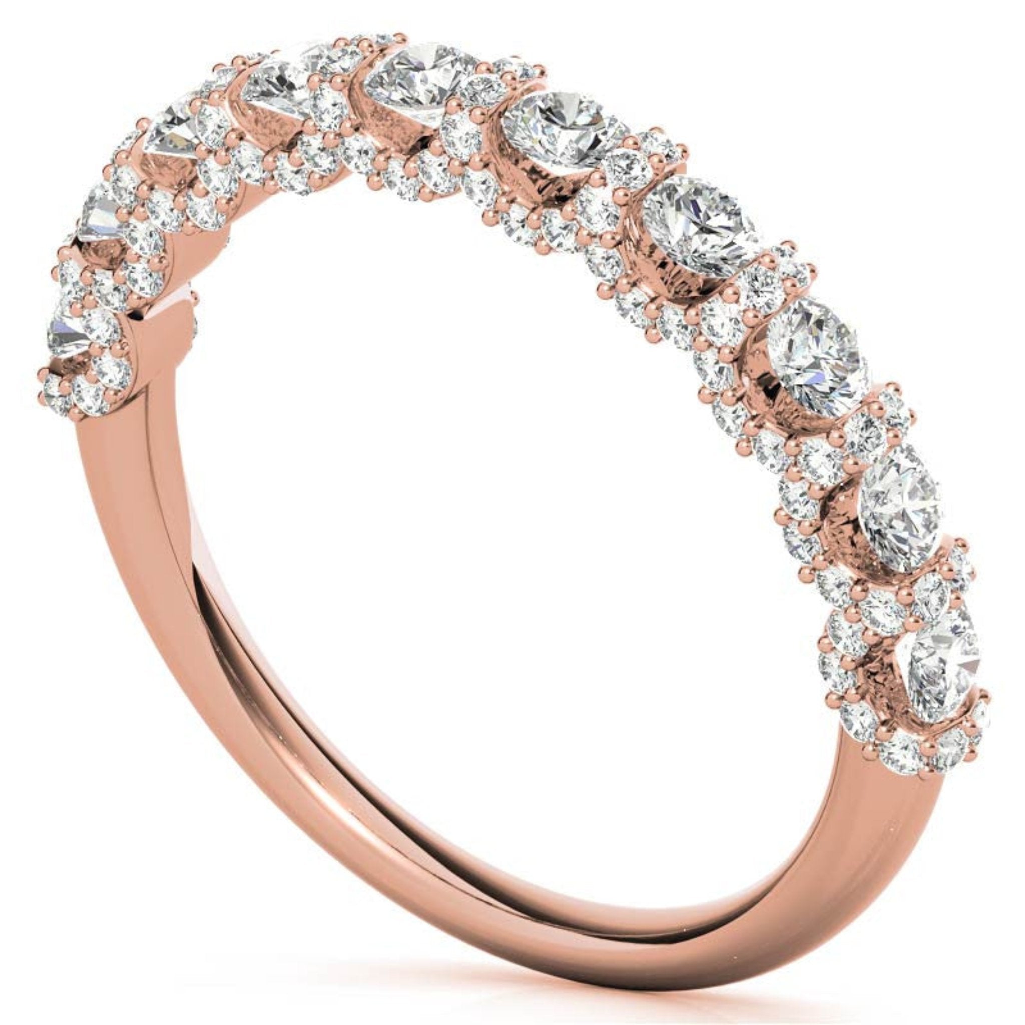 Rose Gold Silver Luxurious Adjustable Half-Circle Ring For Woman