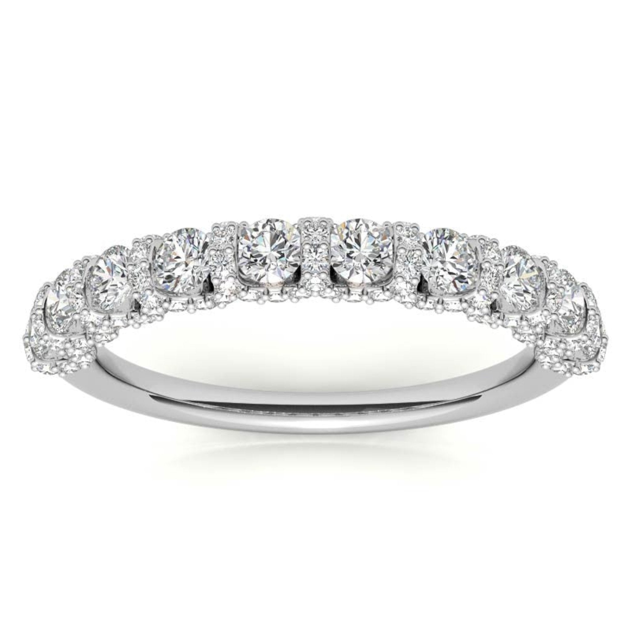 White Gold Silver Luxurious Adjustable Half-Eternity Ring For Woman