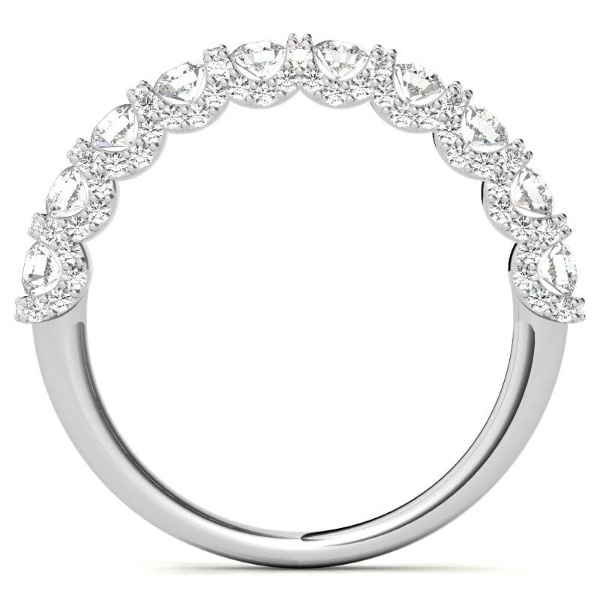 White Gold Silver Luxurious Adjustable Half-Eternity Ring For Woman