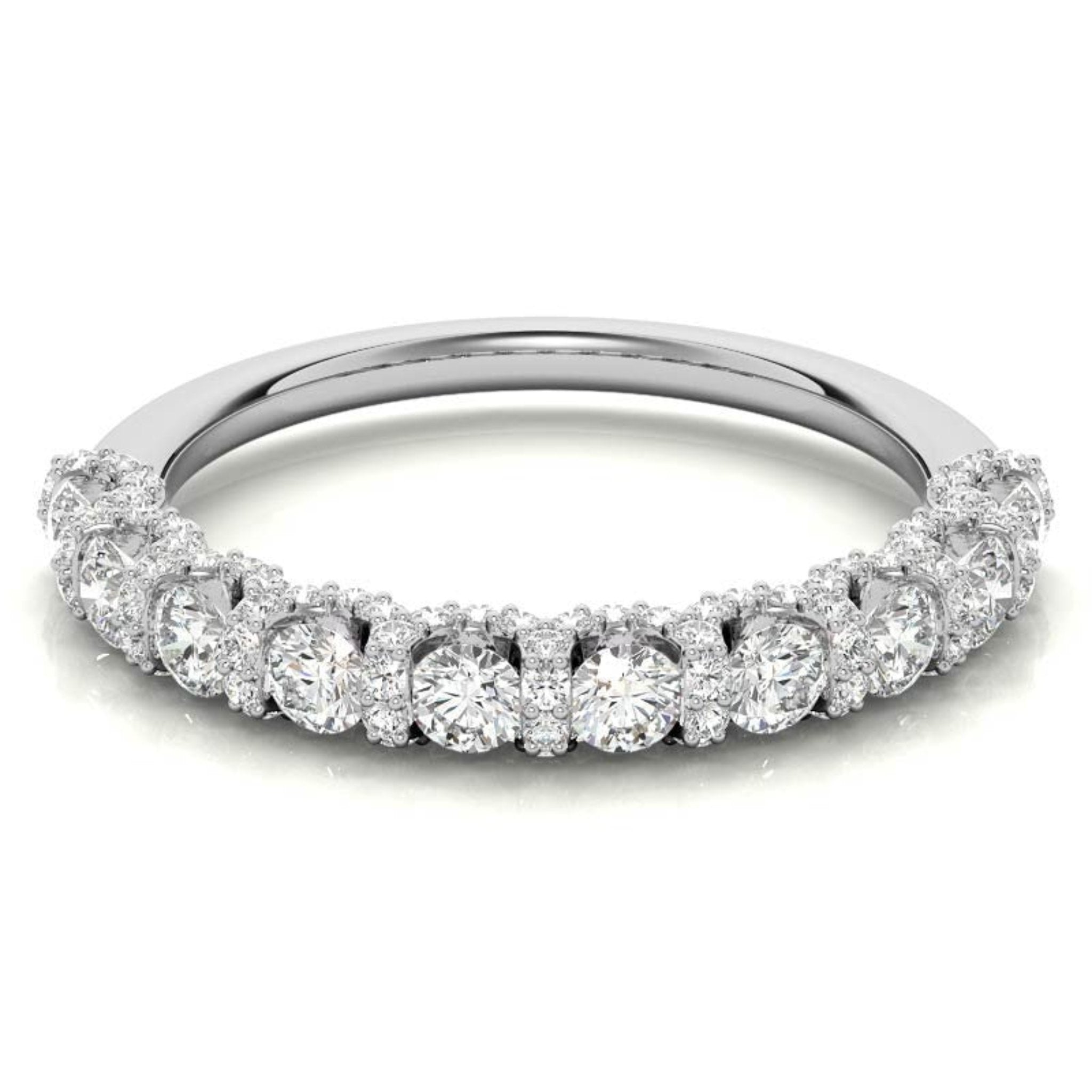 White Gold Silver Luxurious Adjustable Half-Eternity Ring For Woman