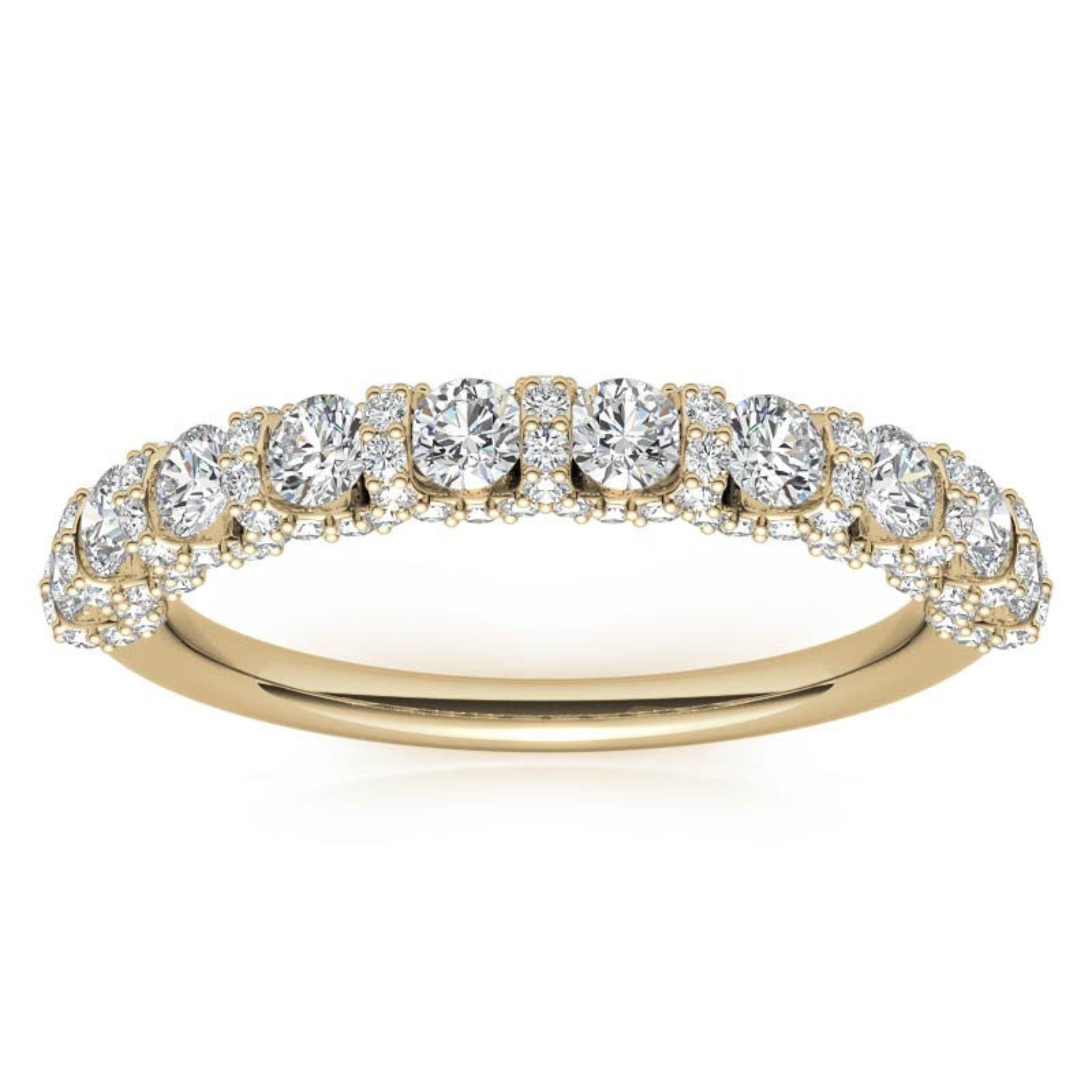 Yellow Gold Silver Luxurious Adjustable Half-Eternity Bridal Ring For Woman