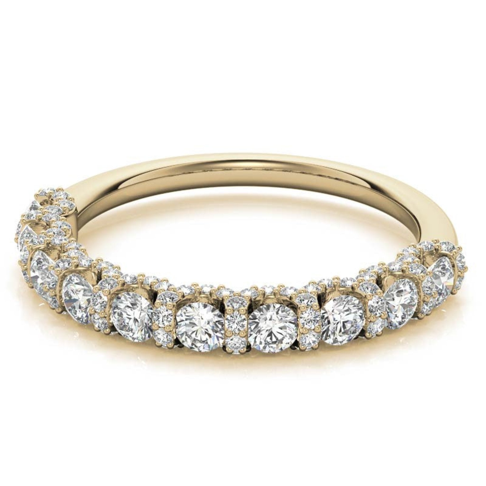 Yellow Gold Silver Luxurious Adjustable Half-Eternity Bridal Ring For Woman